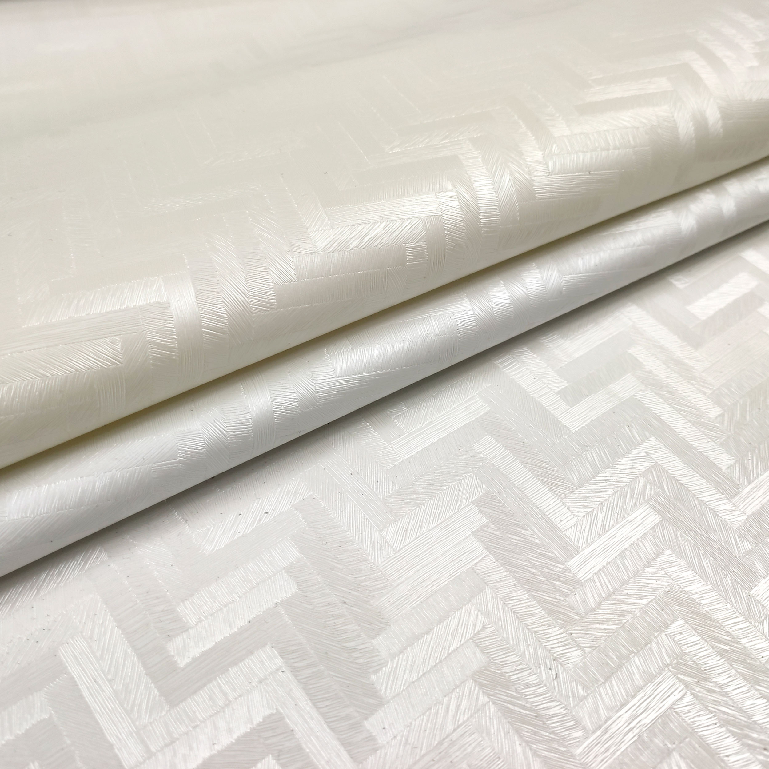 Tissu pour nappe plastifiée Géométrie des lignes Blanc