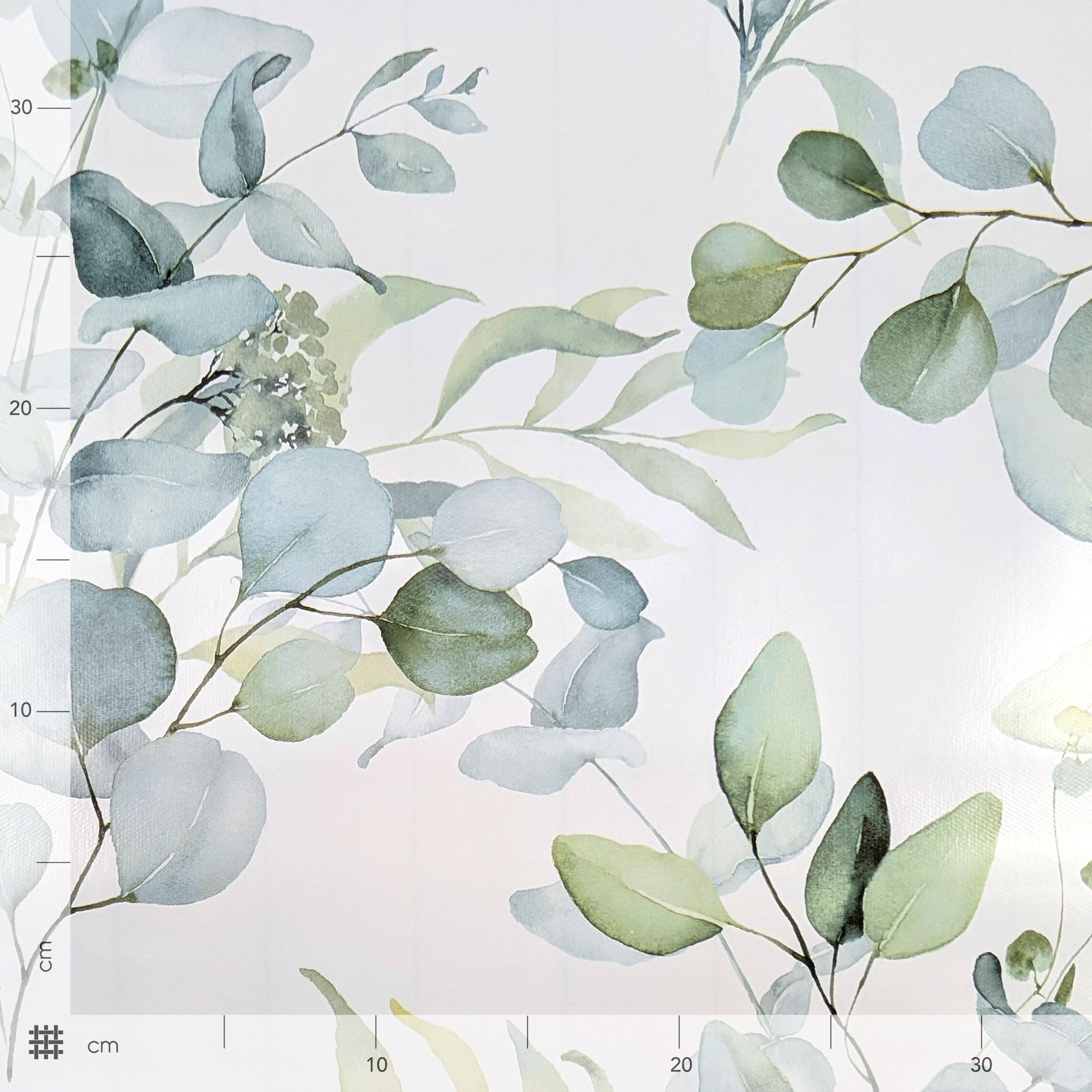 Fabric for Plasticised Tablecloth Green Branches and Leaves Image