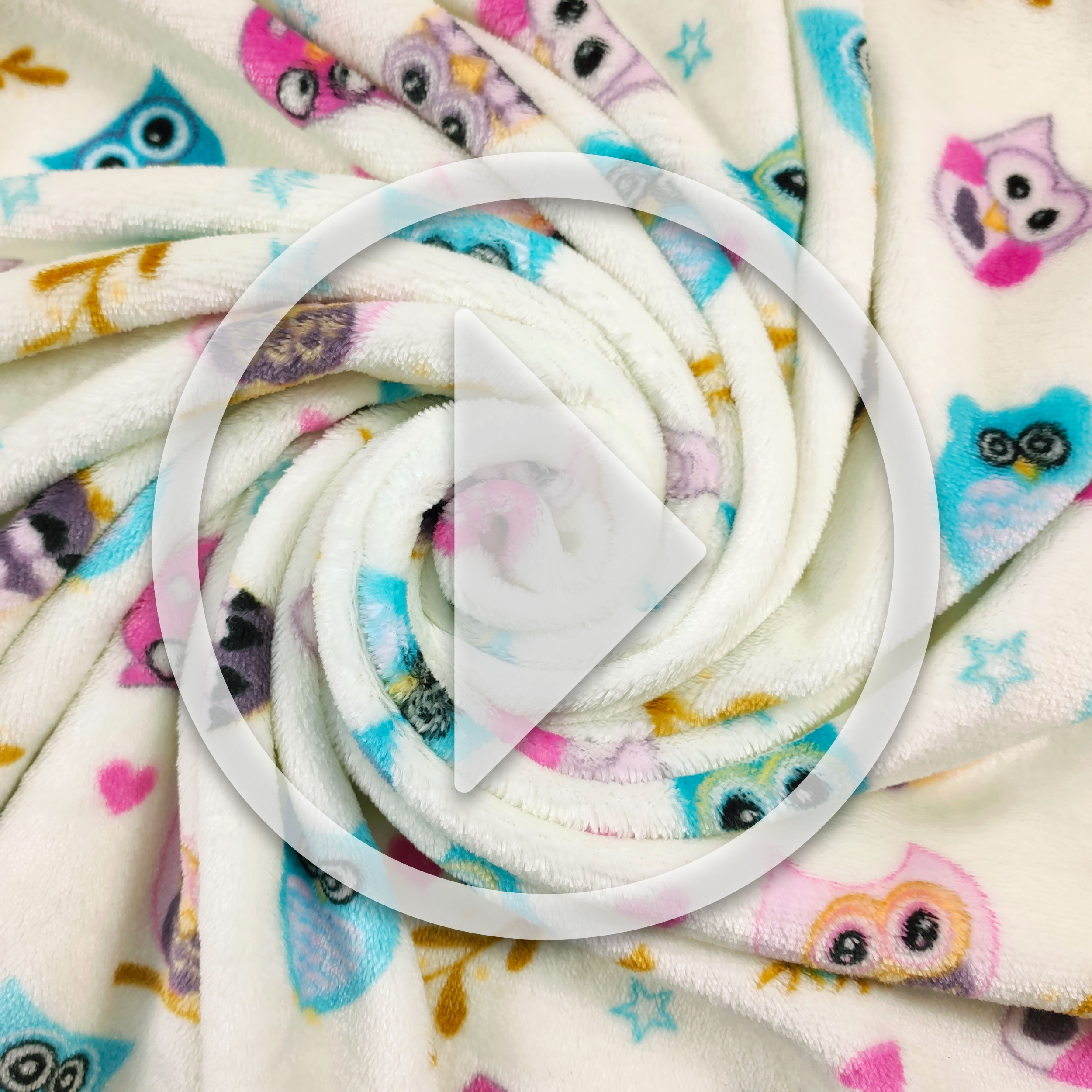 Cashmere Fleece Owls Cream Background Image