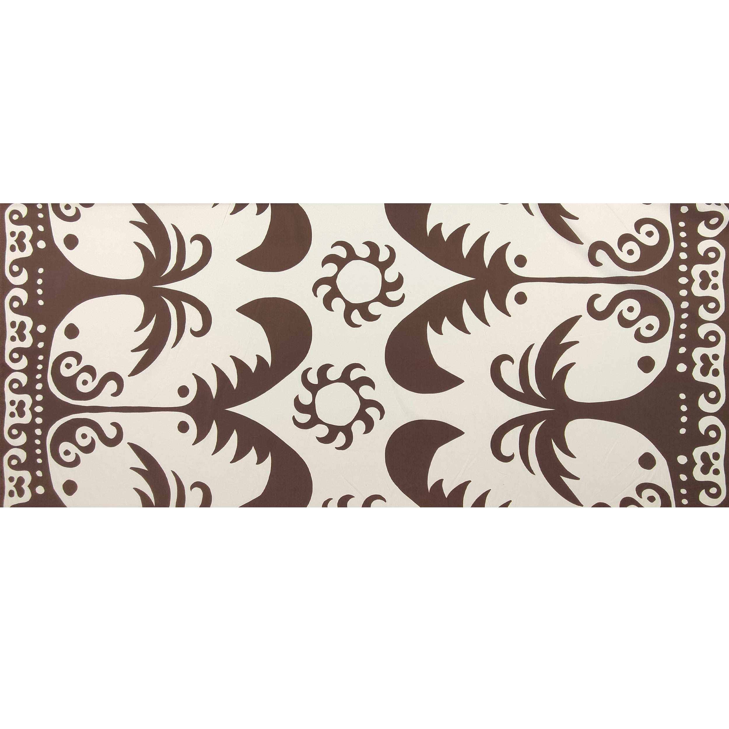 Satin de coton Palmes fantastiques et soleils bruns Image
