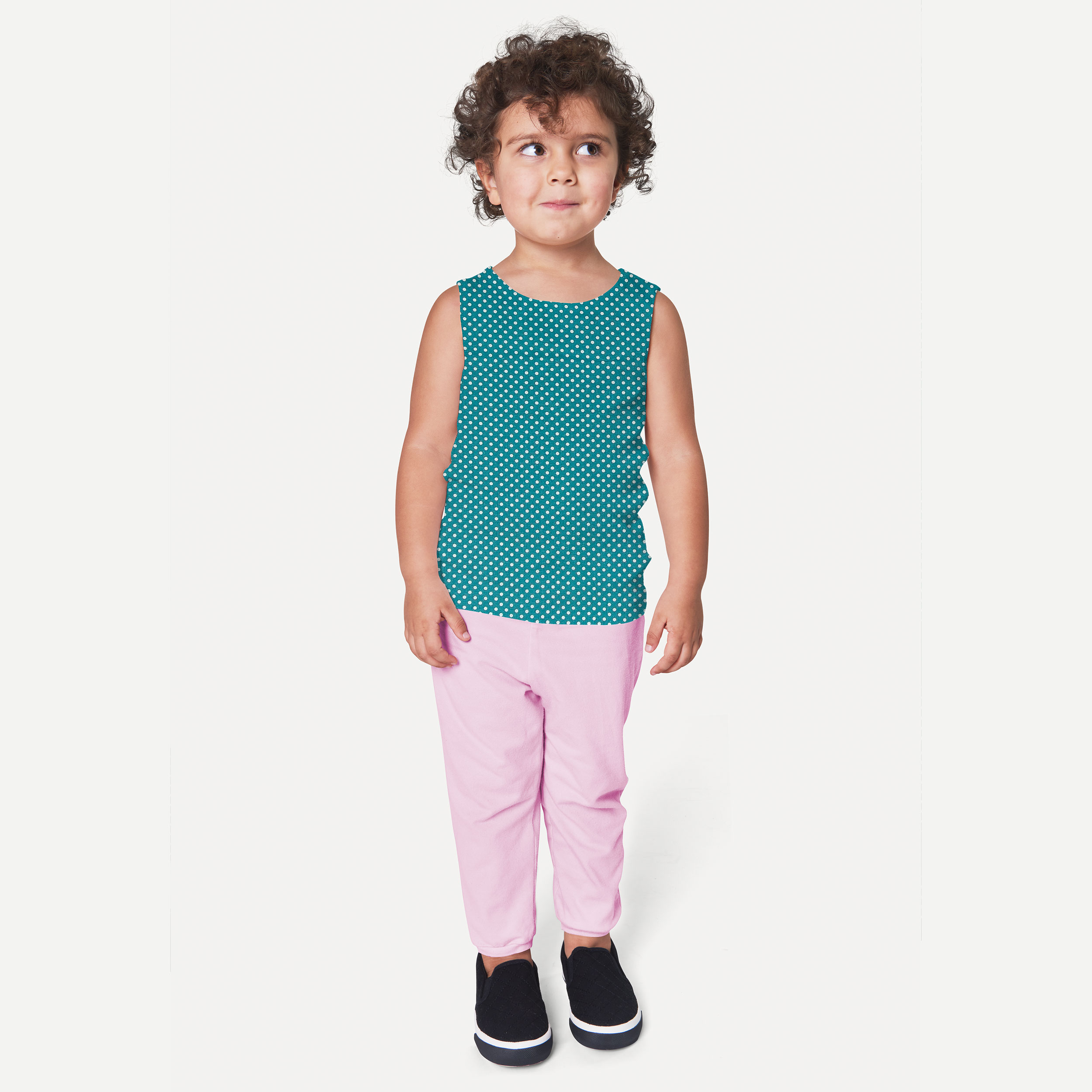 Baumwollstoff Türkis Weiß Polka Dots