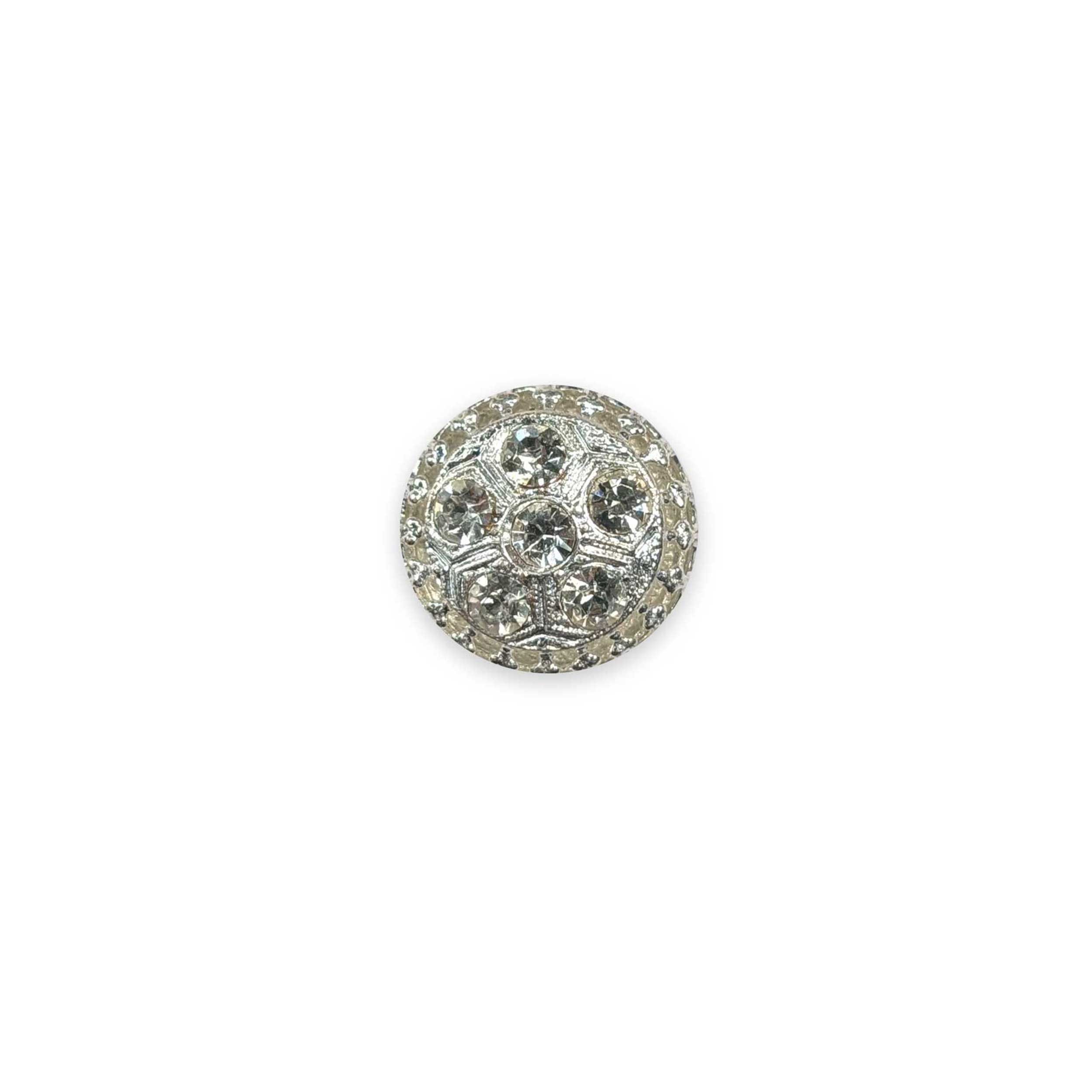 Silver Rhinestone Flower Jewel Button Lin 32 | Panini
