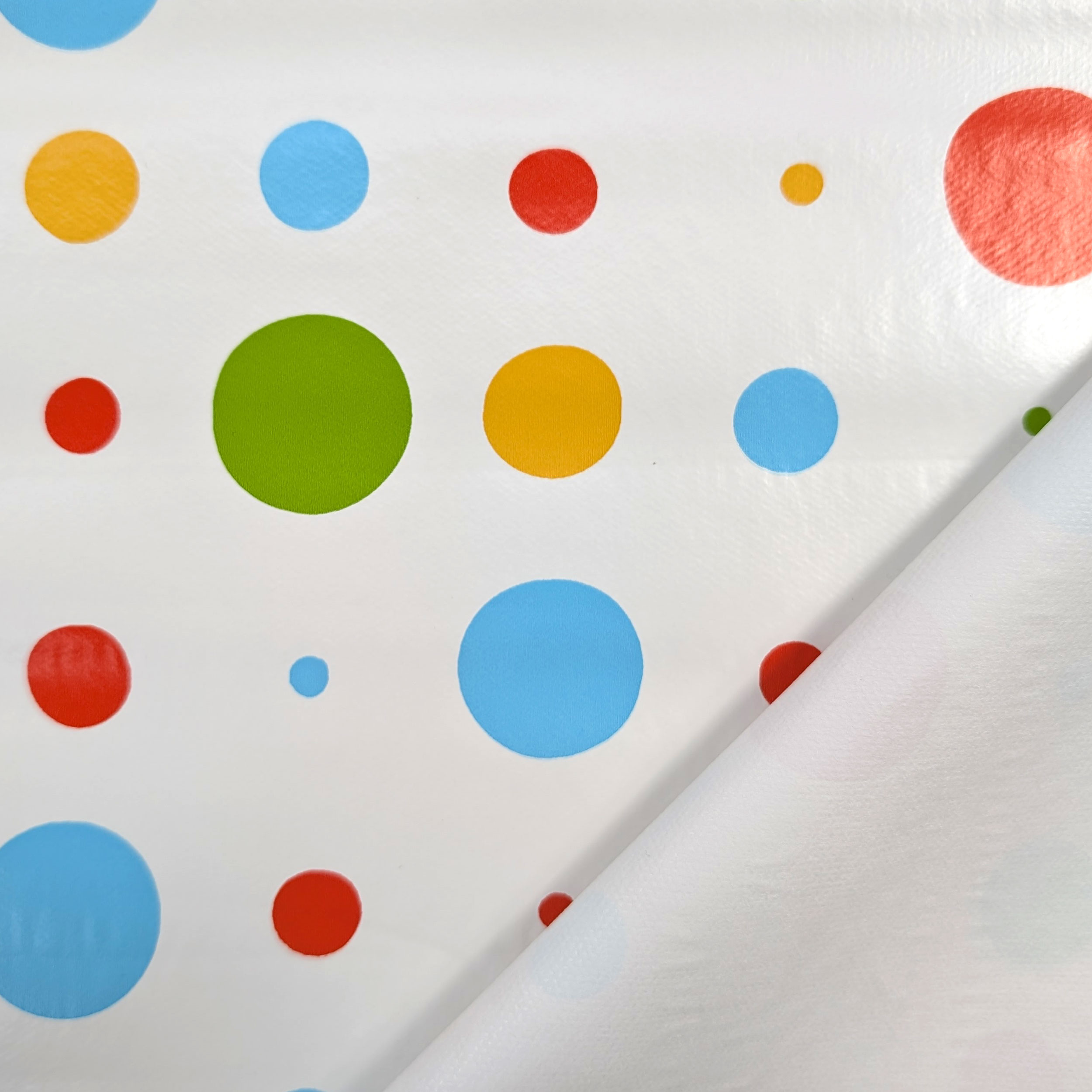Coloured Polka Dot Plasticised Tablecloth Fabric Image