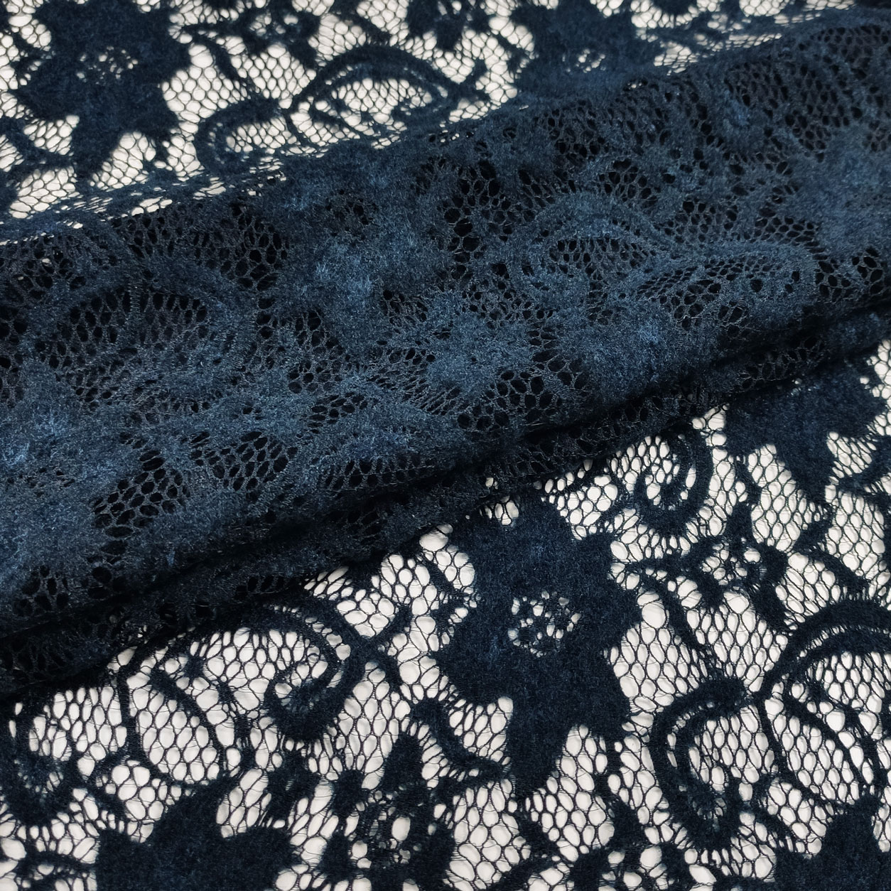 Tissu Night Blue Stretch Lace Image