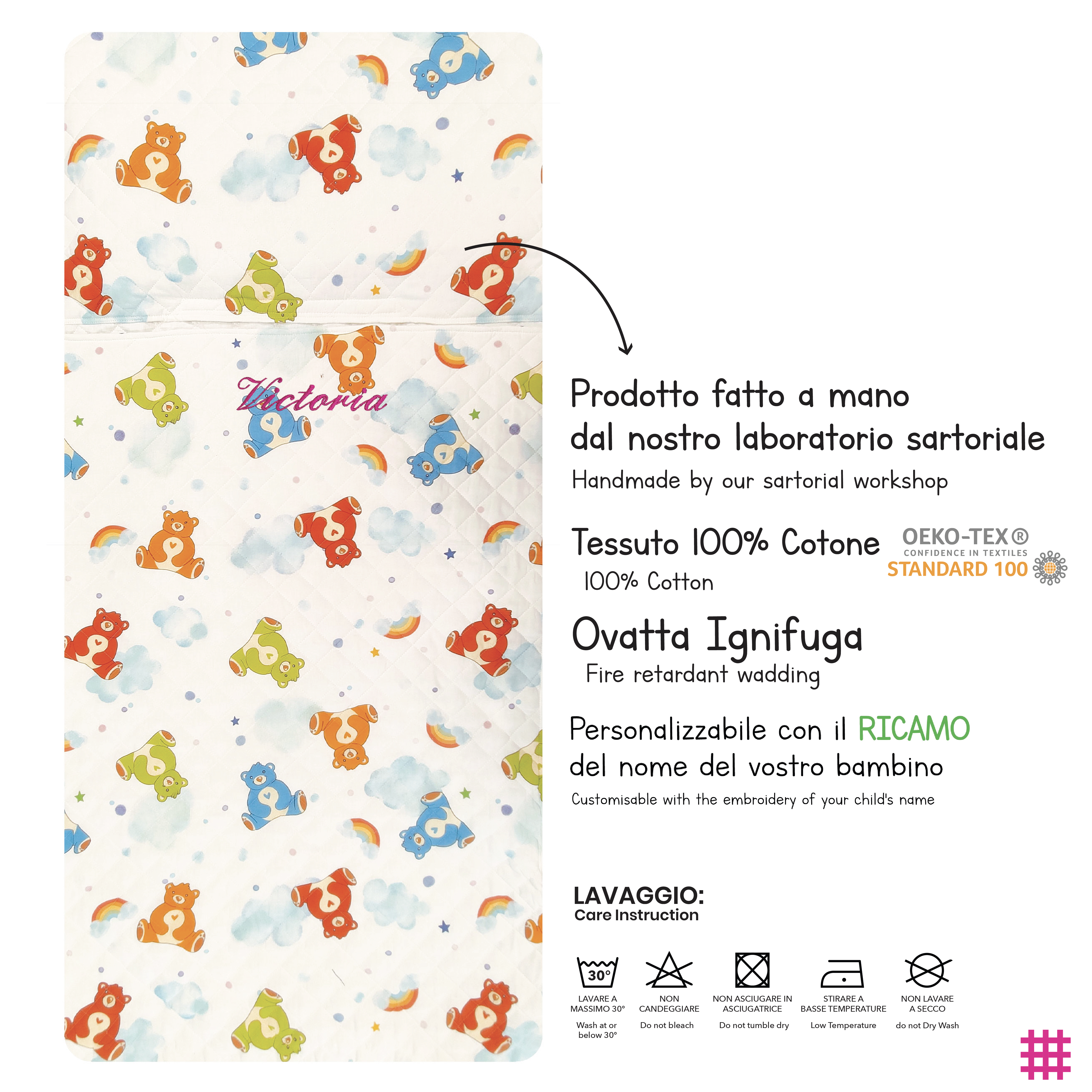 Sac de couchage d'été Teddy Bears Clouds and Rainbows Image