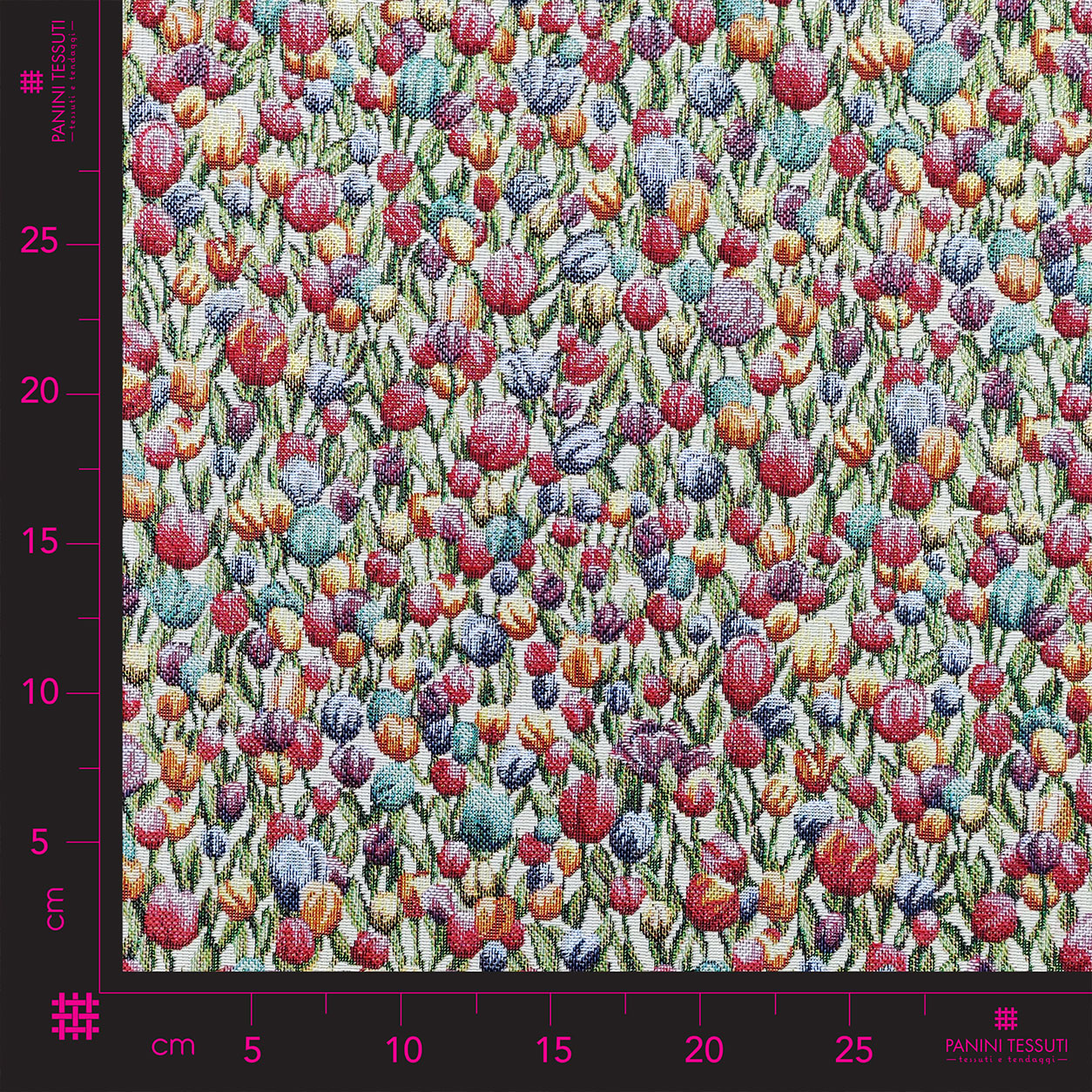 Tejido Jacquard Pequeños Tulipanes de Colores