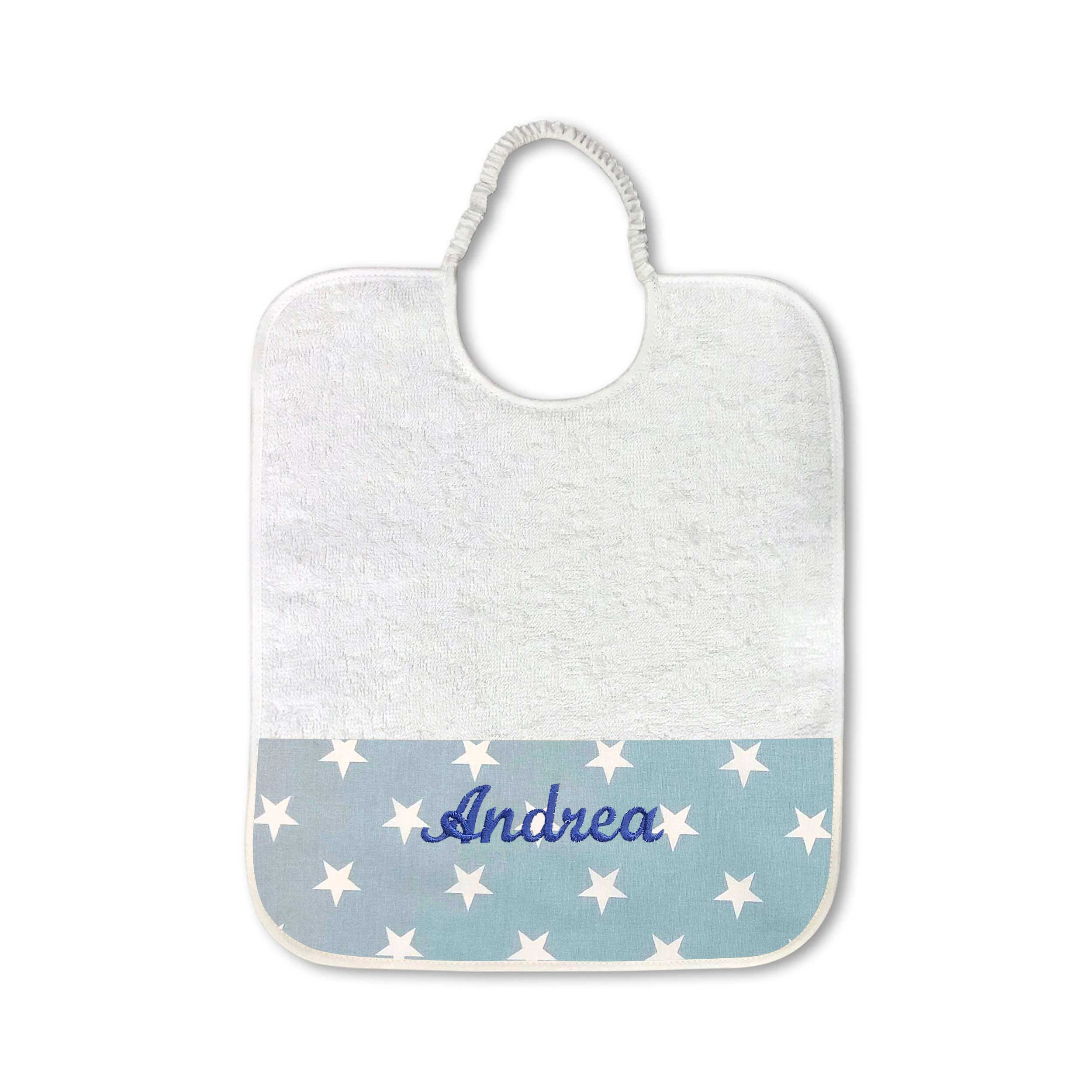 White Stars Bib with Light Blue Background Image