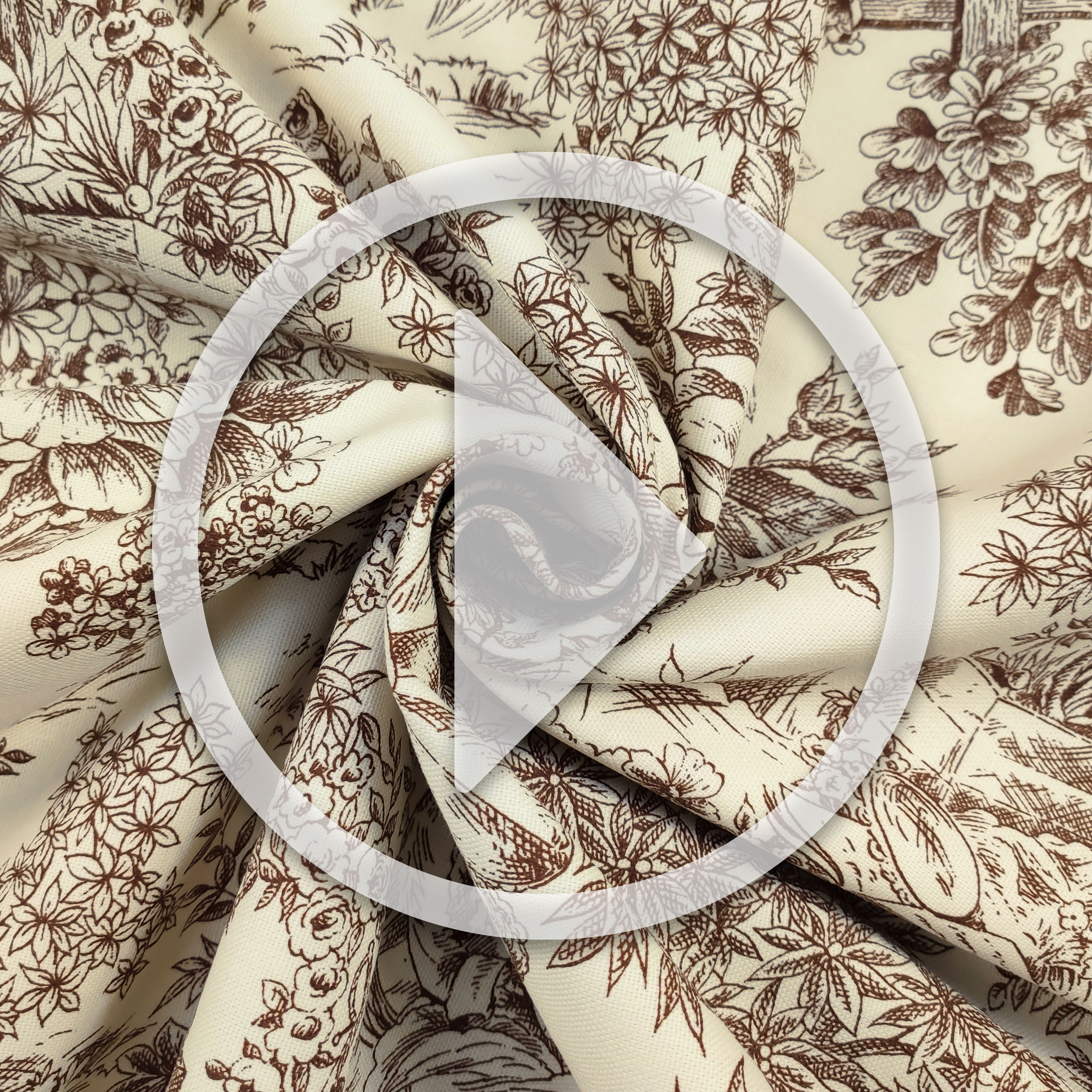 Panama Fabric Toile De Jouy Fond Marron Crème Image