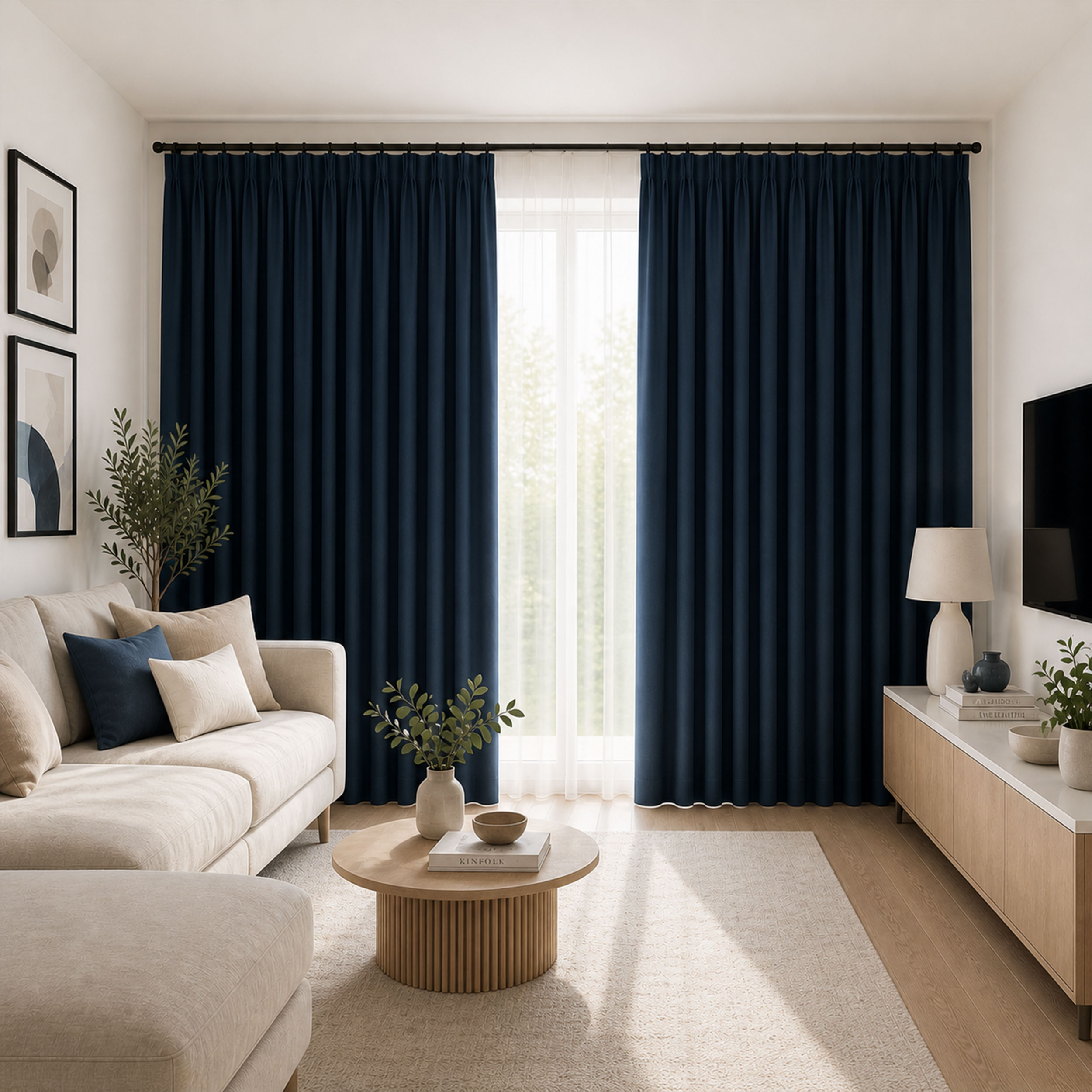 Curtain Fabric Dark 100% Dark Blue Image