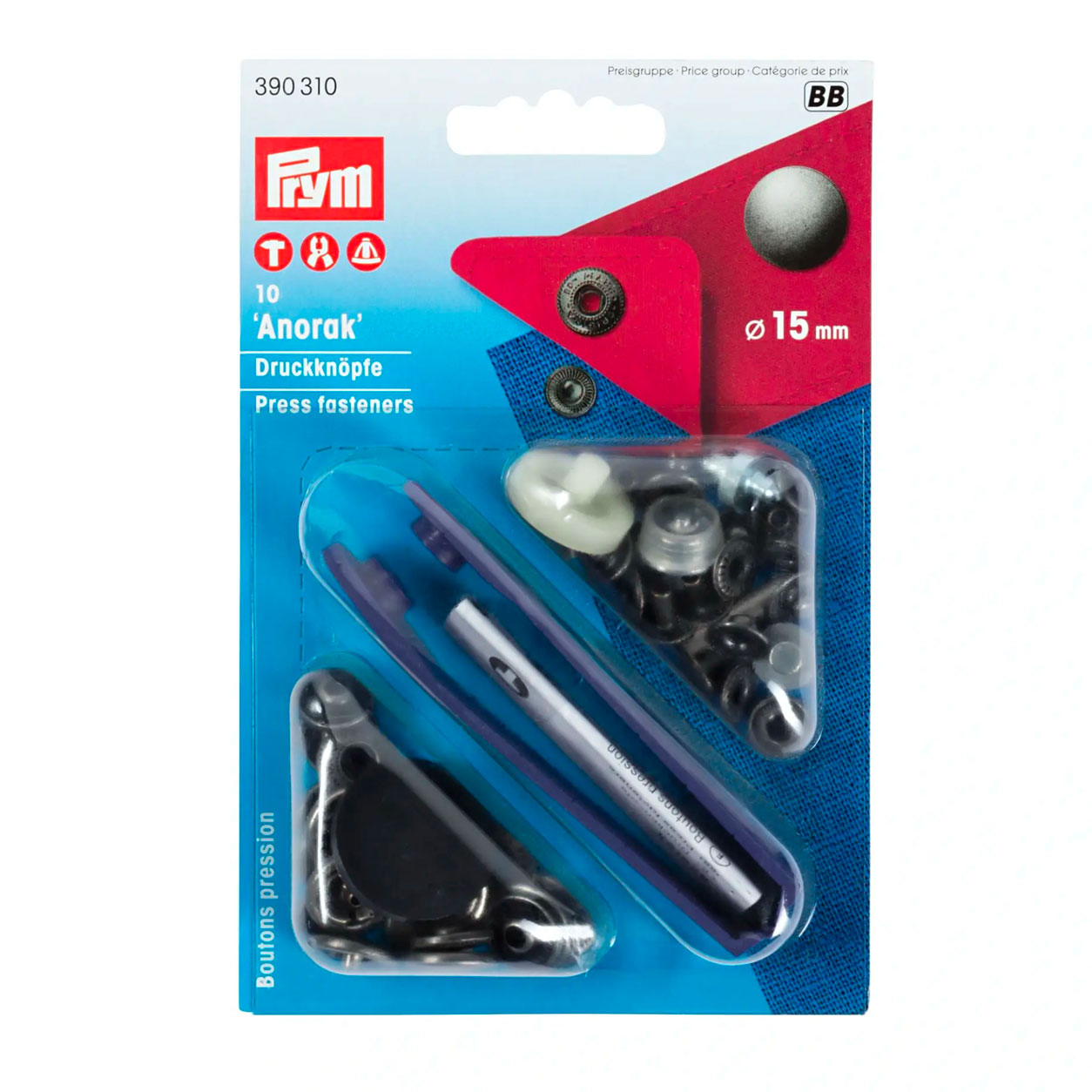 Boutons de pression Anorak 15 mm Noir