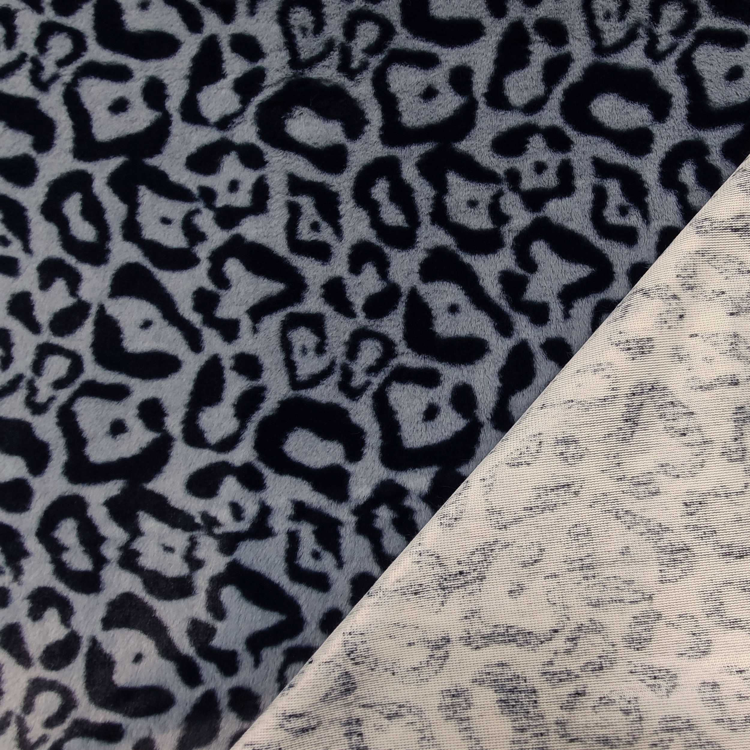 Tejido Piel Sintética Leopardo Estampado Ropa Gris