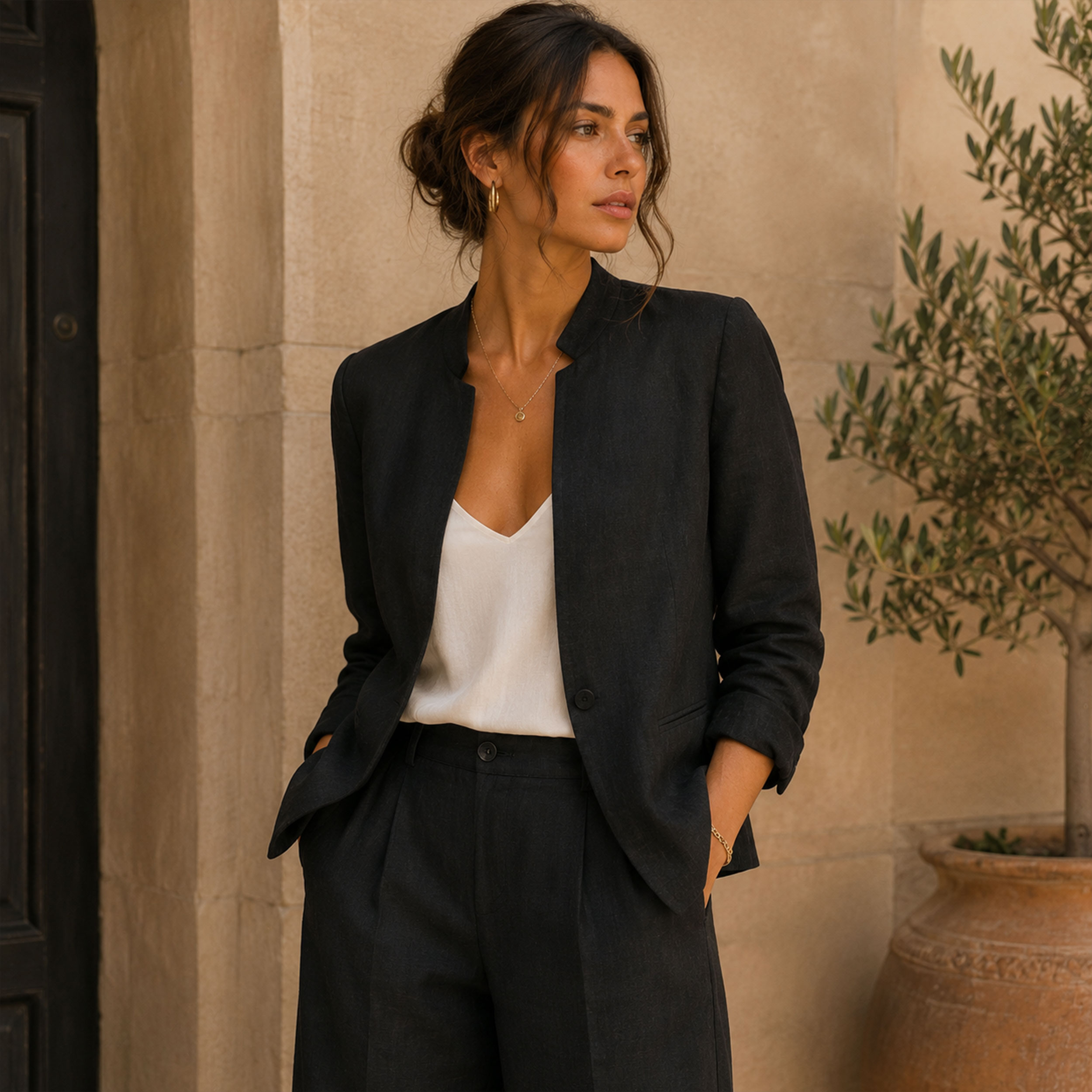 Pure Linen Fashion Black Image