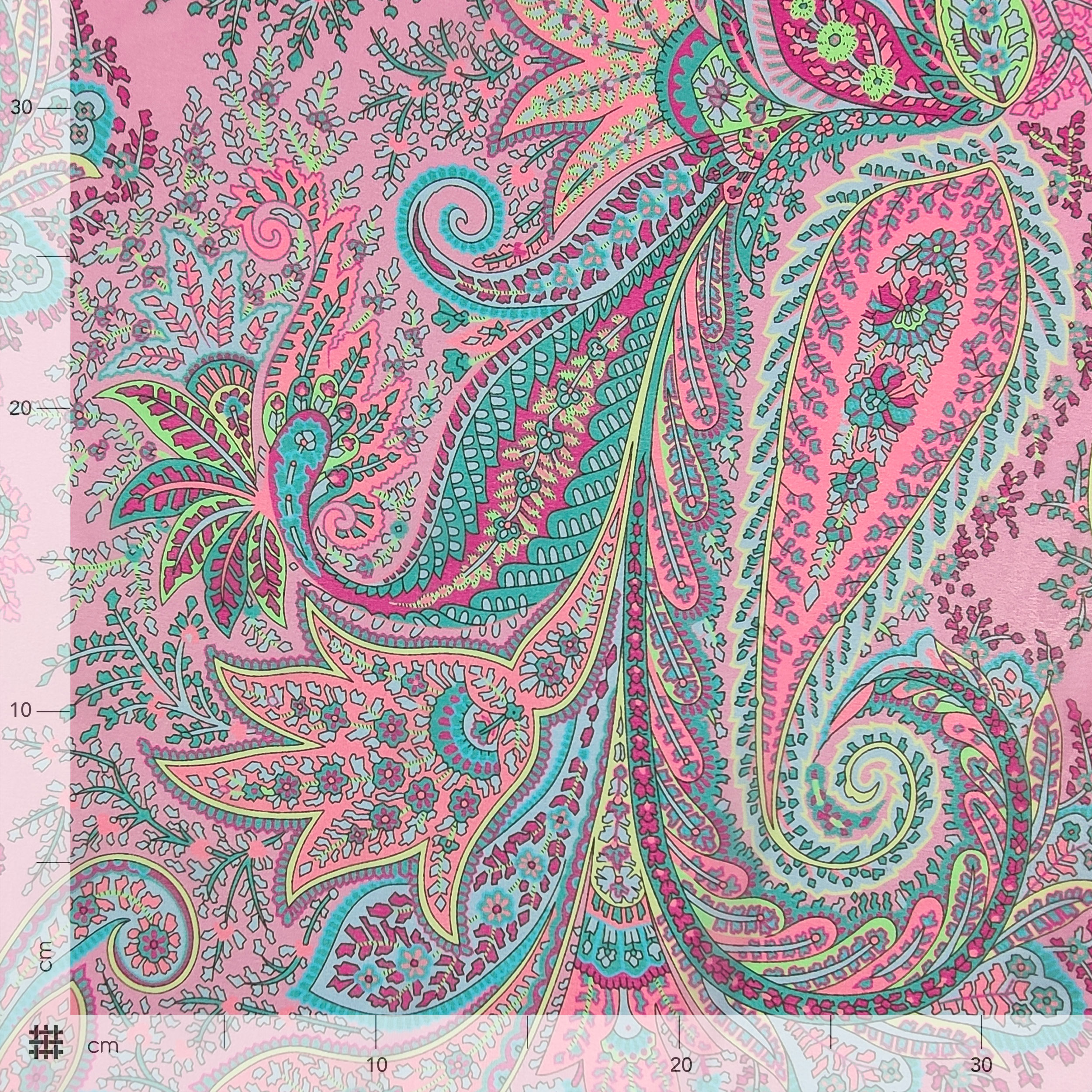 Chiffon de soie élastiqué Cachemire Fantaisie Fuxia