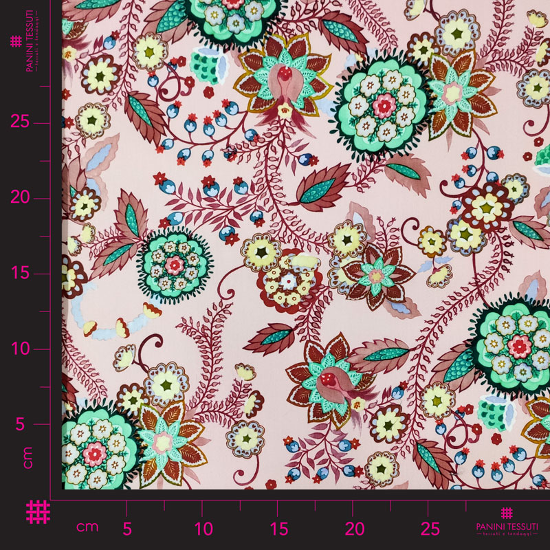Tissu floral en coton Fond rose Image