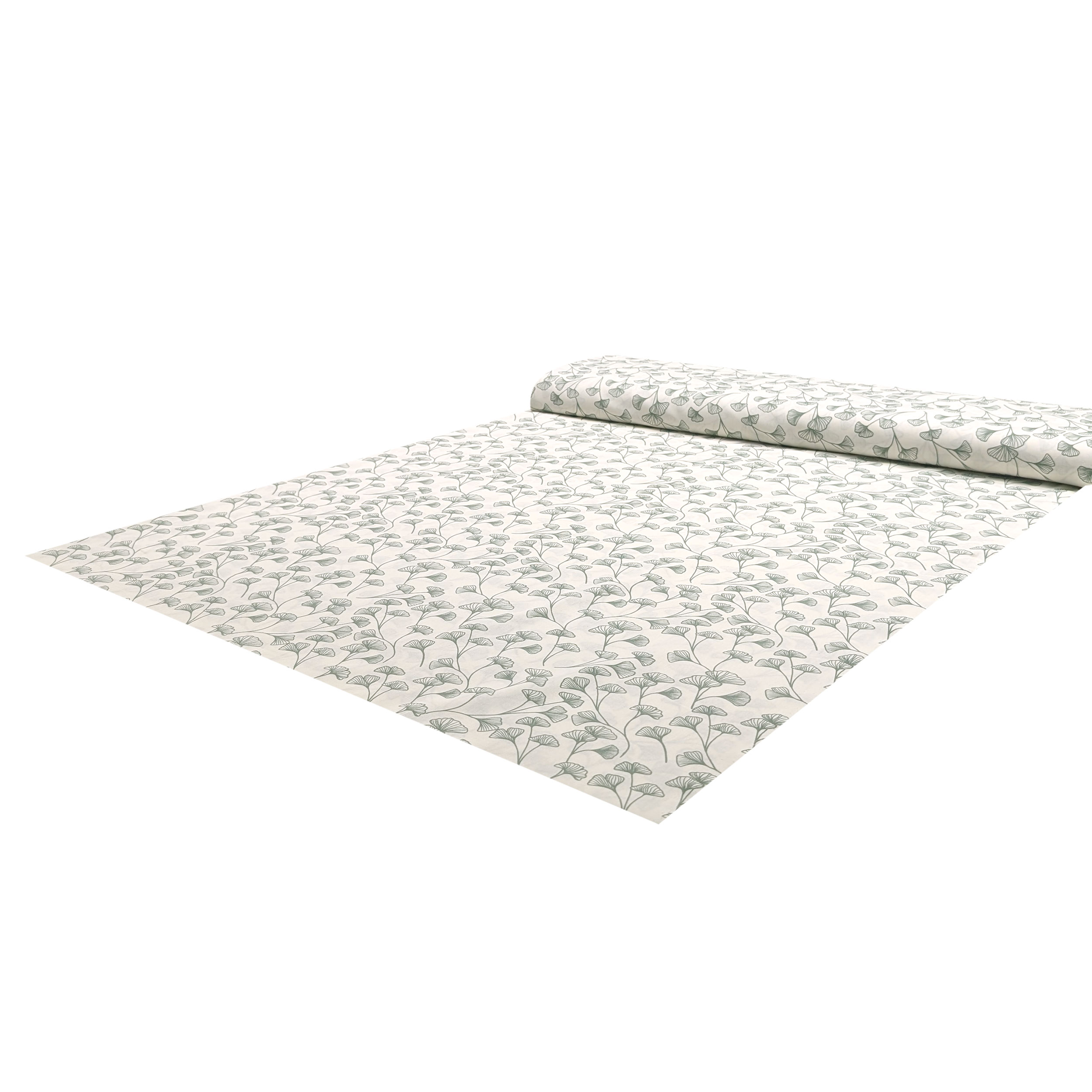 Poplin Cotton Leaves Background Sage Green Image