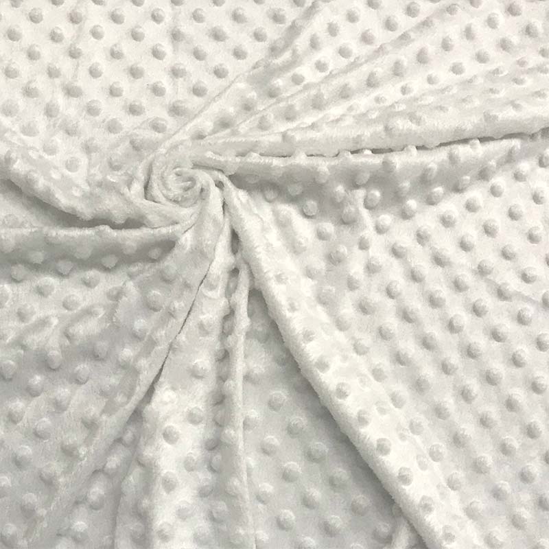 Tessuto Minky Dots Peluche Bianco 
