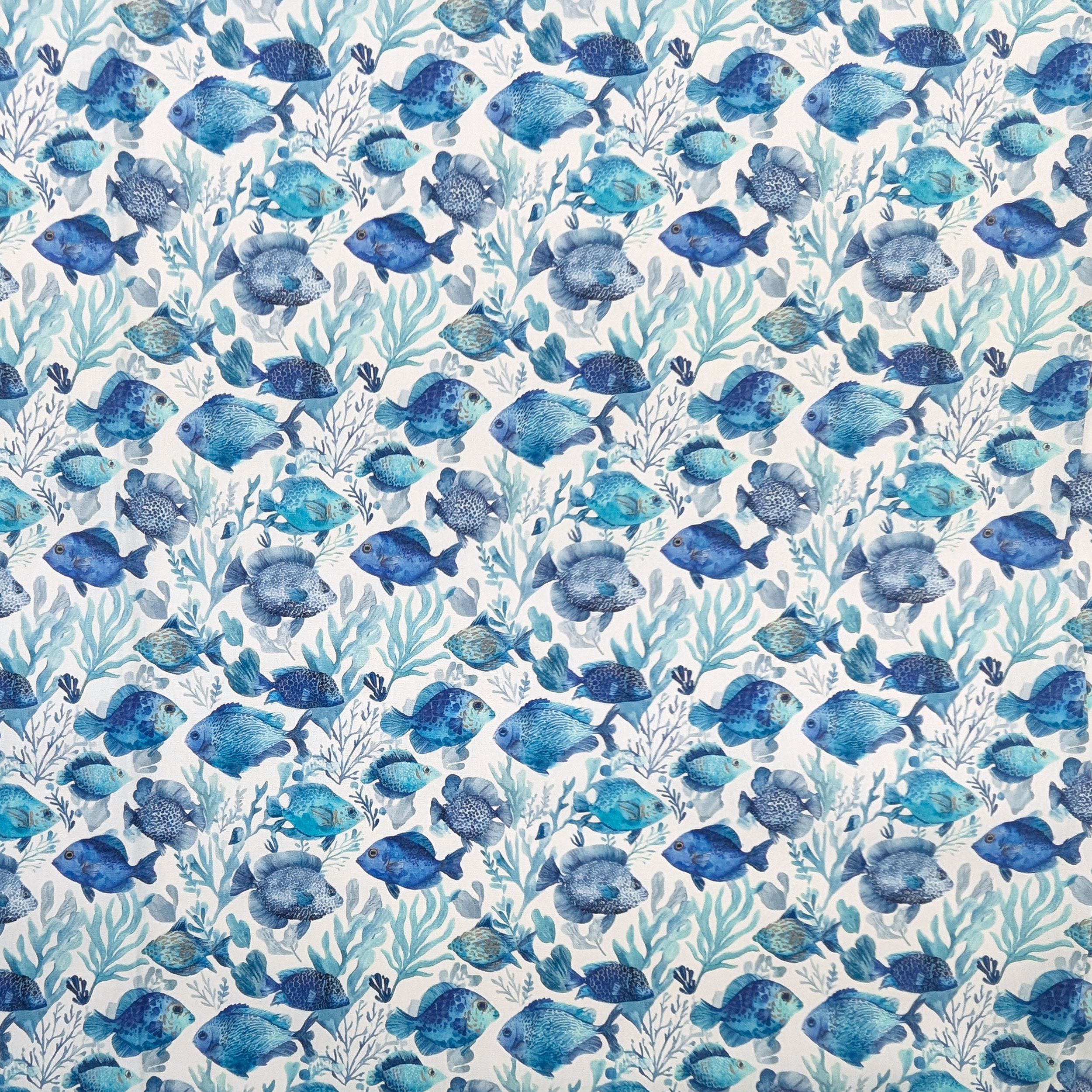 Poplin Cotton Fish and Corals Blue Image