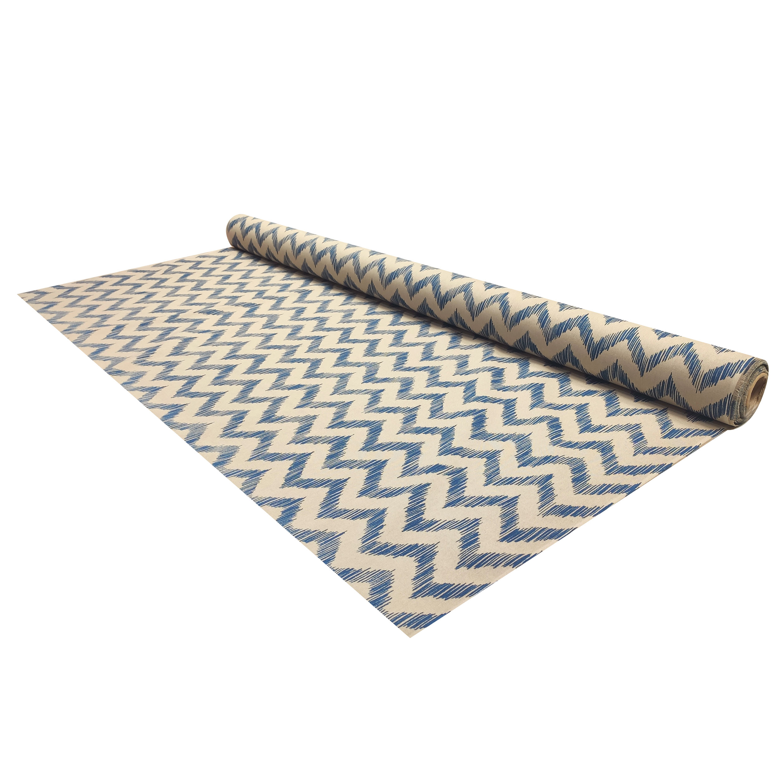 Tejido de Panamá Mezcla de Algodón Zig Zag Líneas Azul