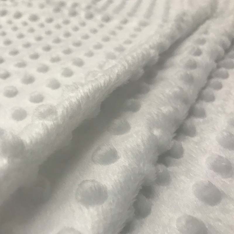 Tessuto Minky Dots Peluche Bianco  3