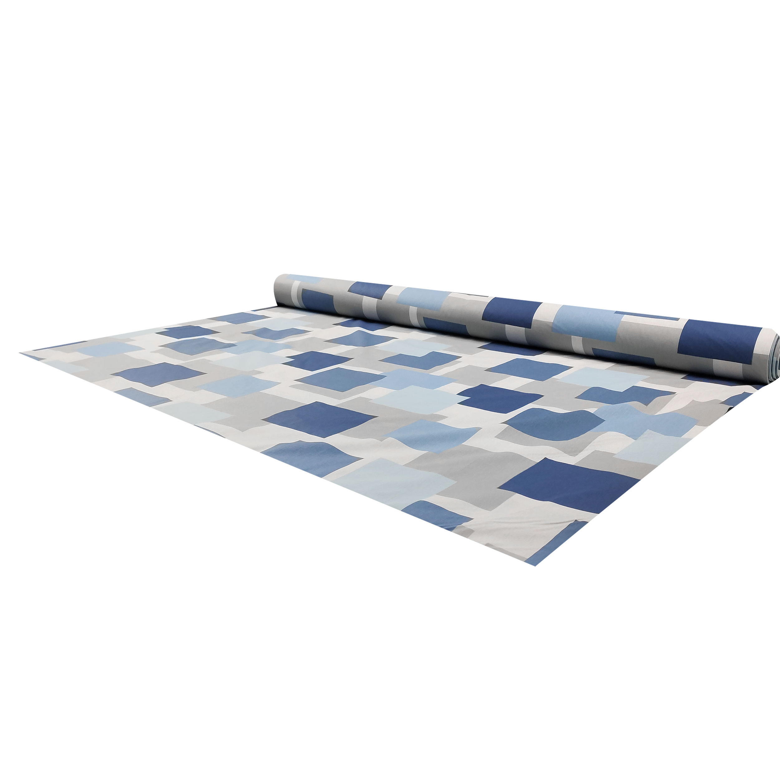Blau und grau karierter Baumwollstoff