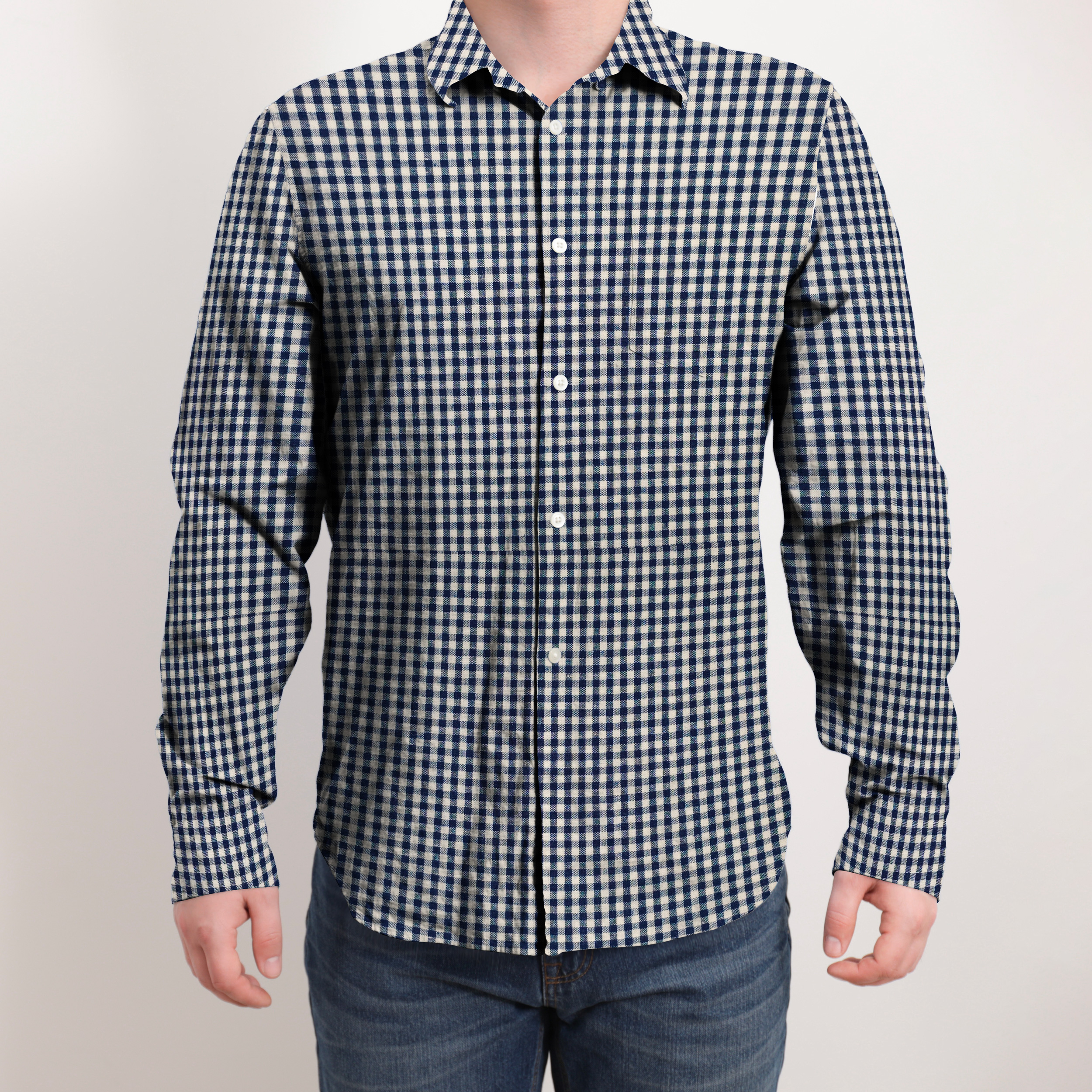 Linen Blend Blue Gingham Image