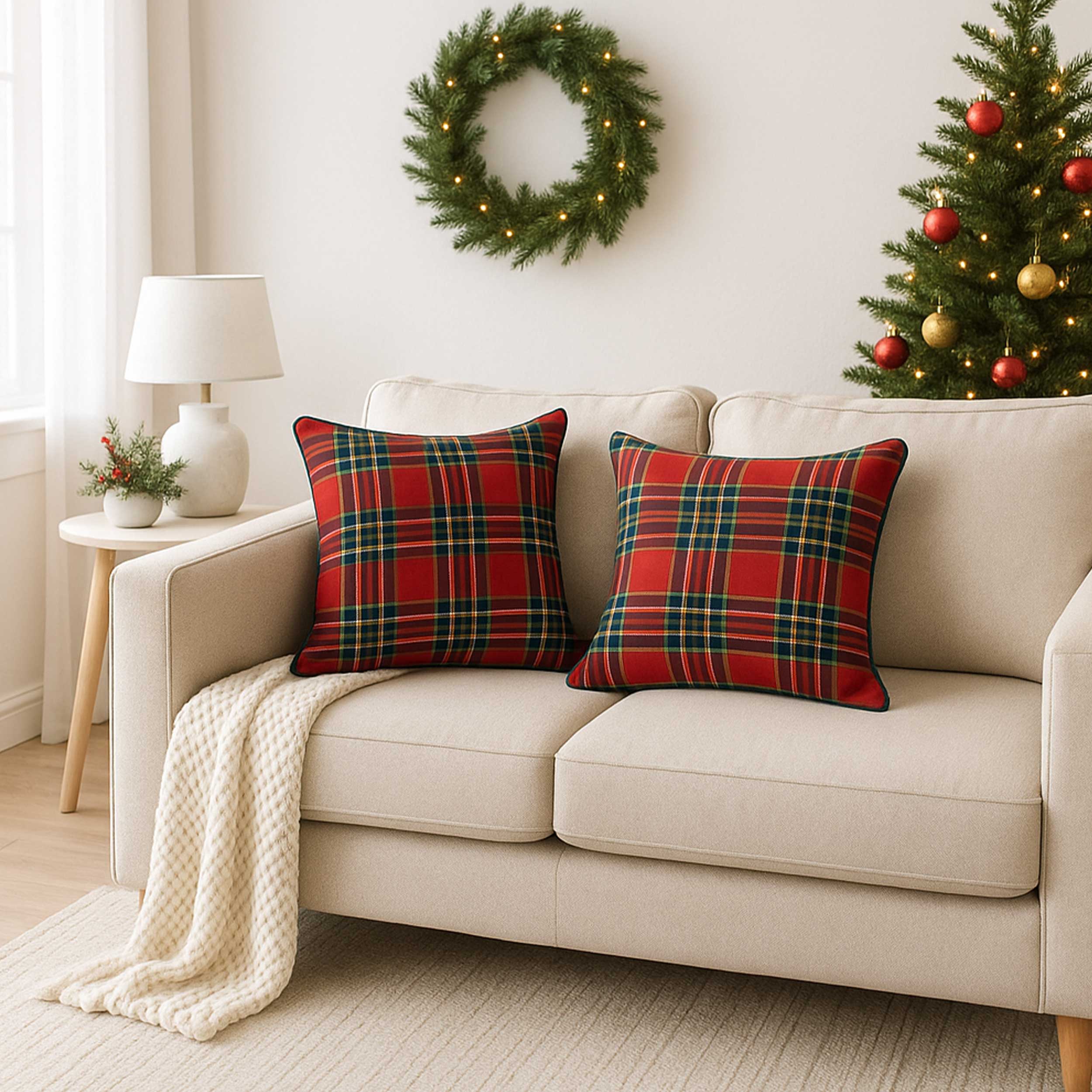 Large Lurex Red Scottish Furnishing Fabric Image