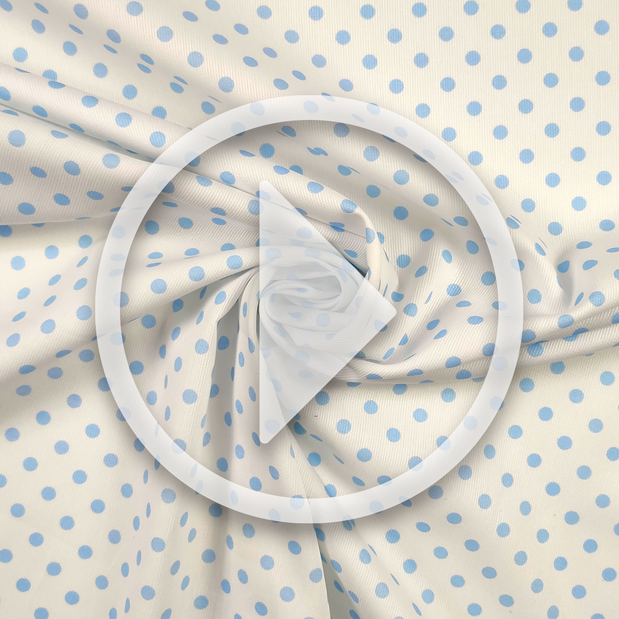 Cotton Piquet Fabric with Blue Polka Dots Image