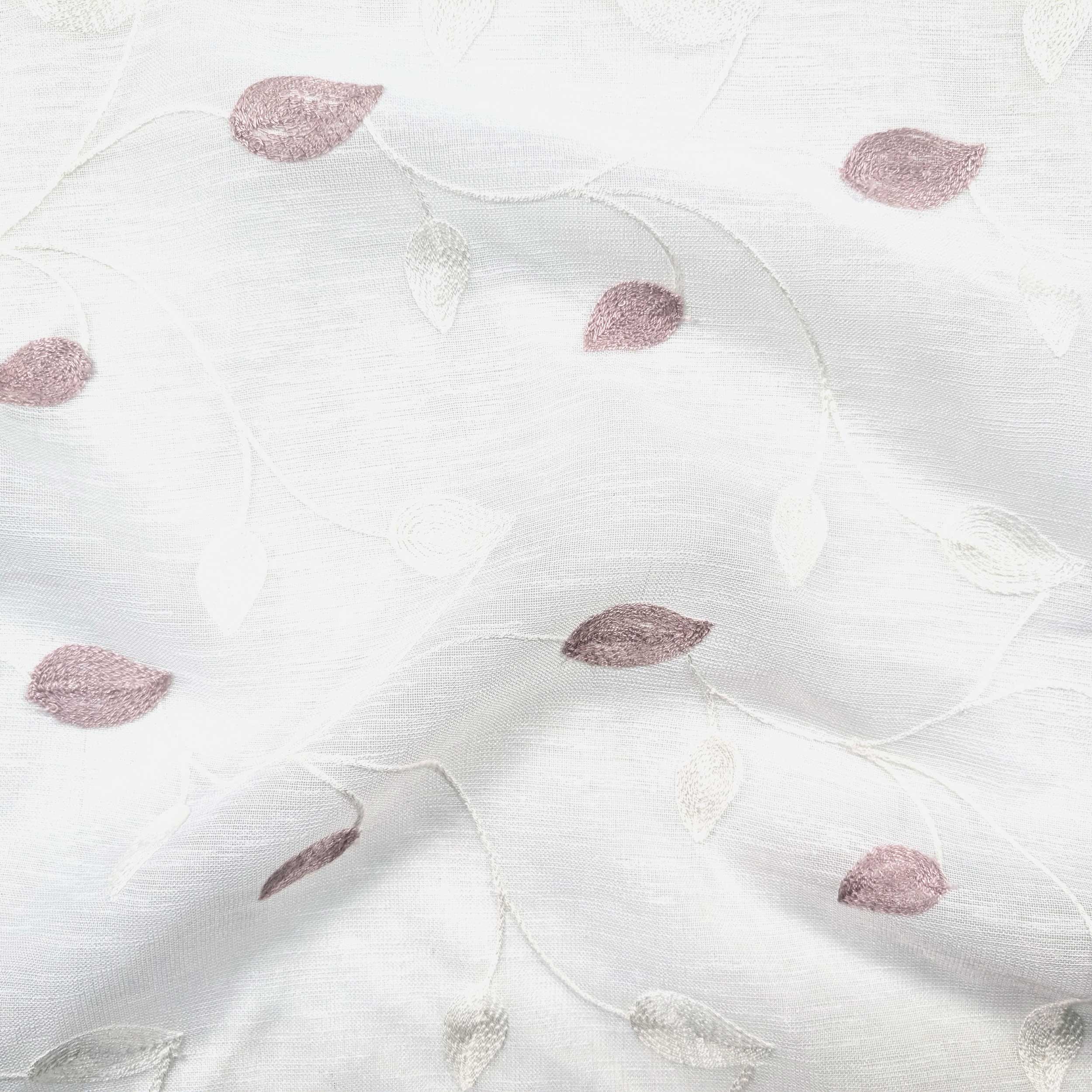 Tissu de rideau Feuilles brodées - Rose Image