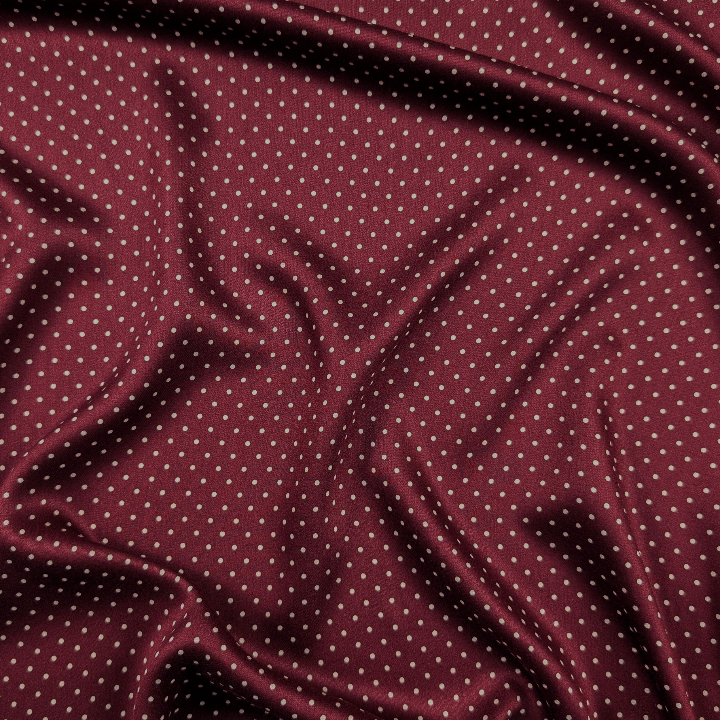 Viscose fabric Bordeaux White polka dots Image