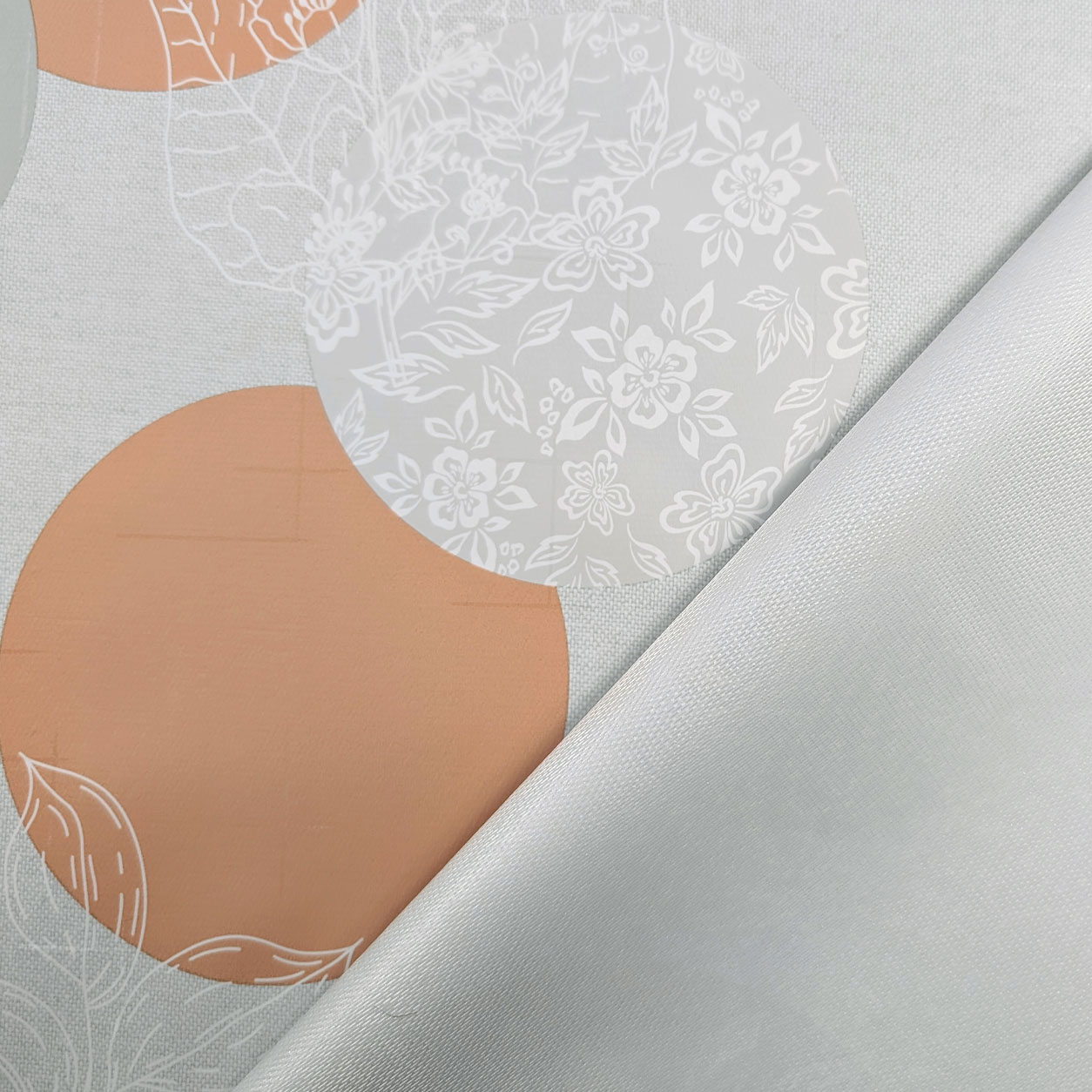 Fabric for Soft Plasticised Tablecloth Floral Circles Image