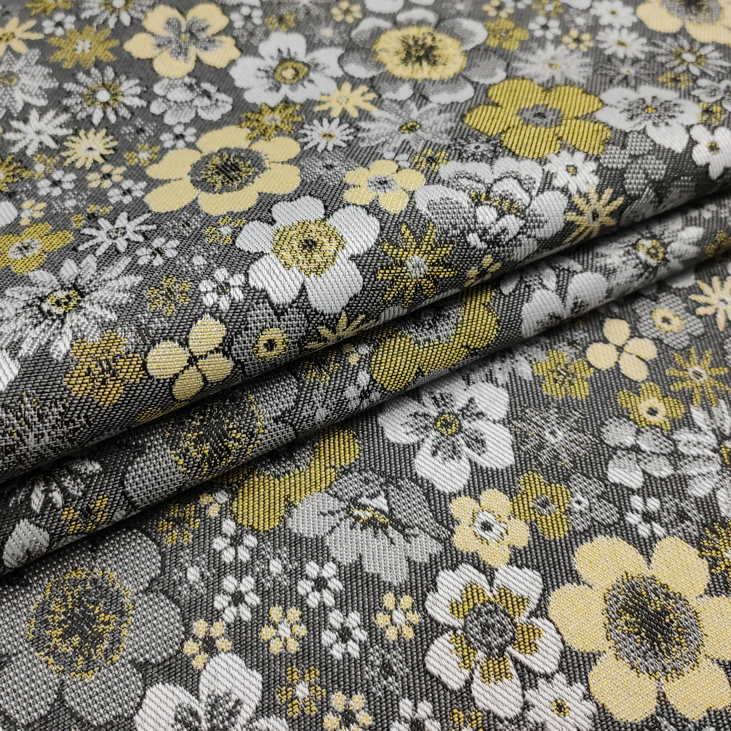 Tissu de brocart Fleurs Fond gris Image