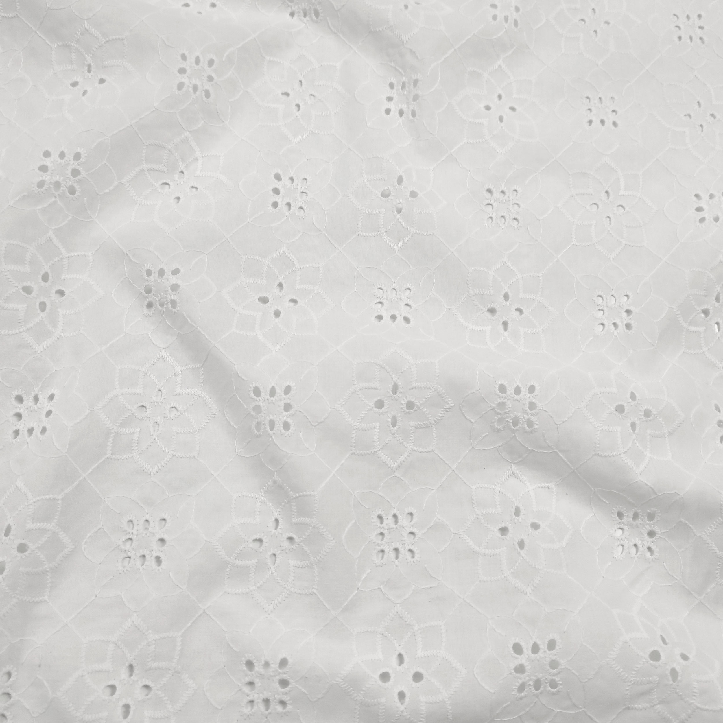 White Cotton Sangallo Geometric Flowers