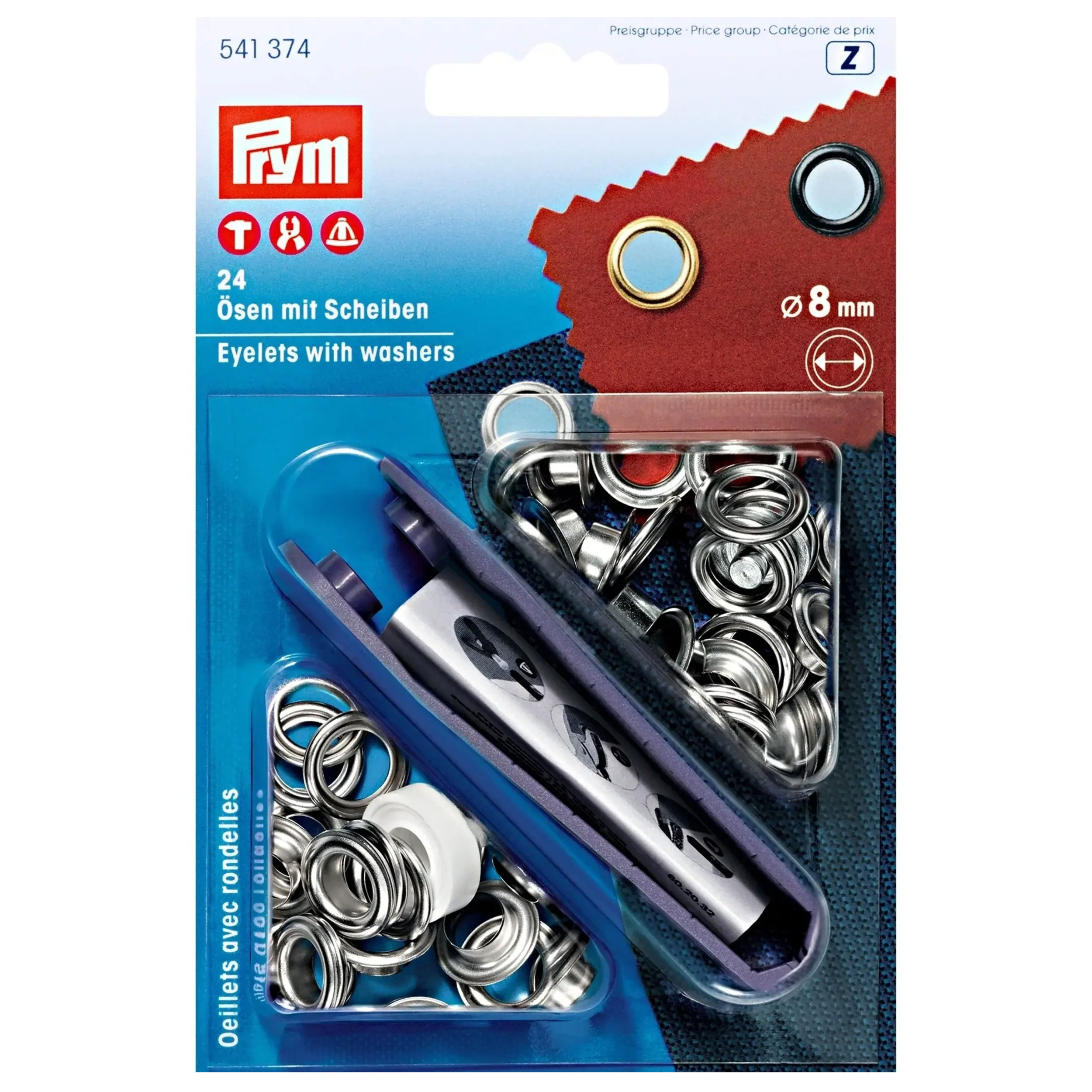 Ösen mit Unterlegscheiben Prym Silber 8 mm