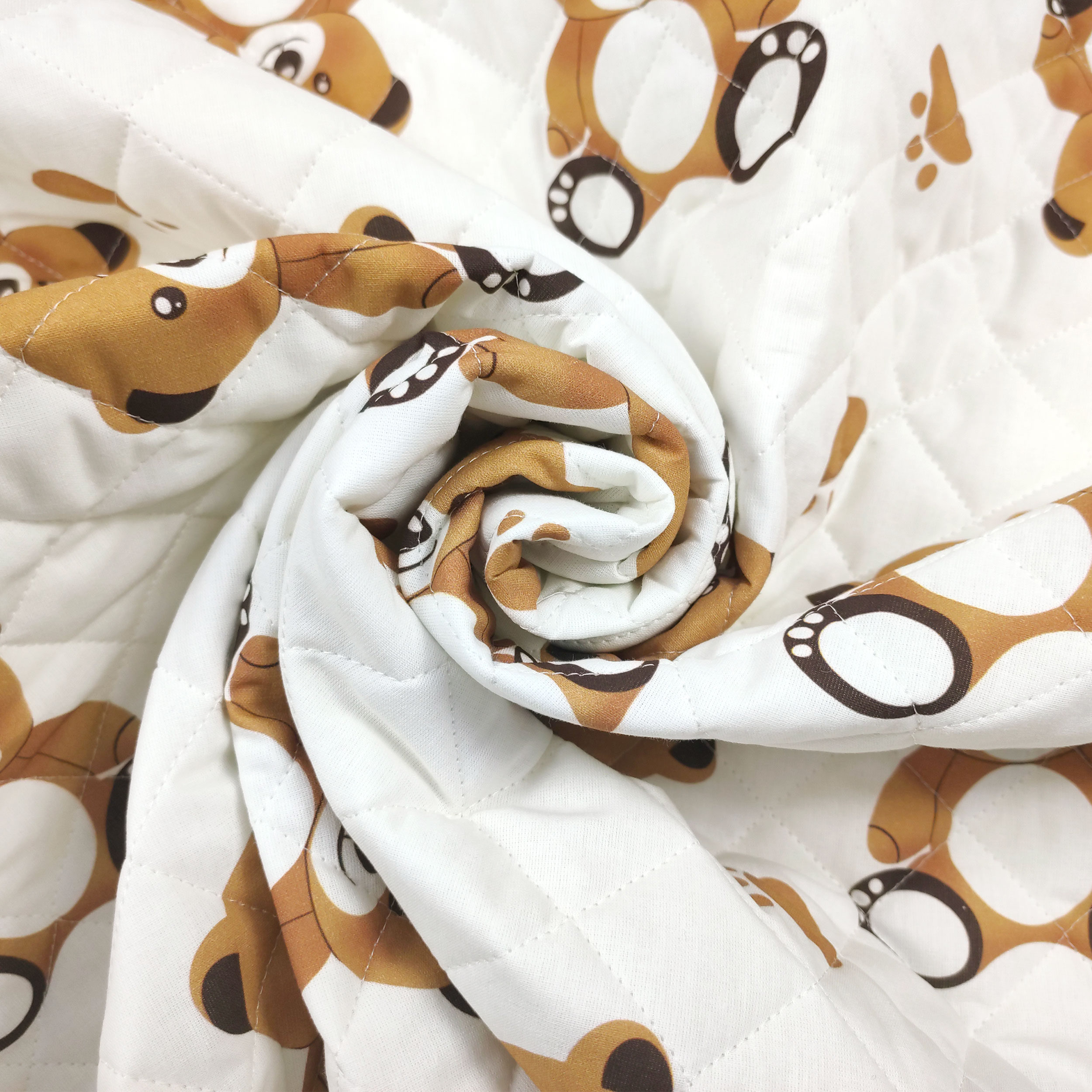 Quilted Fabric Bears White Background Image