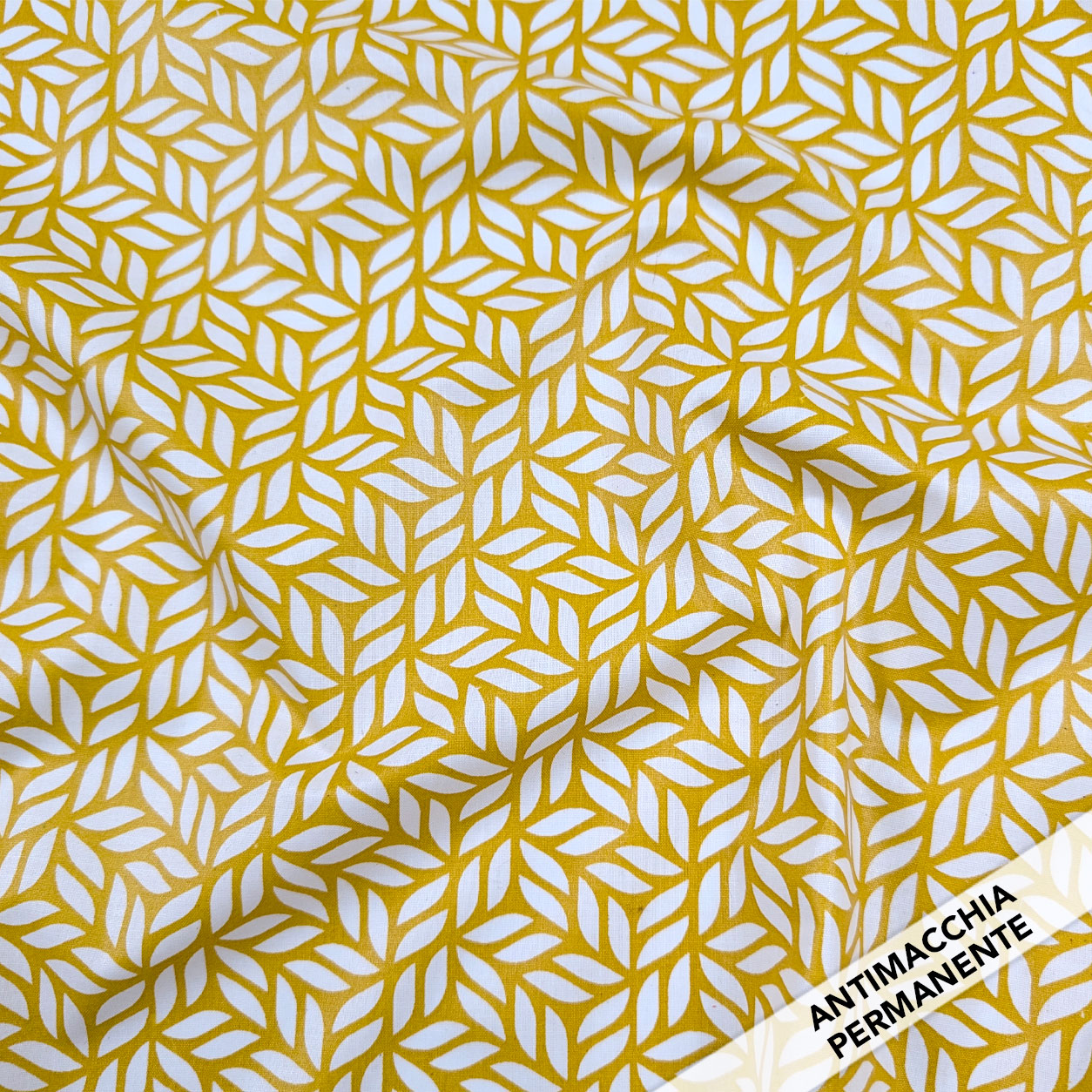 Enduite Tablecloth Fabric Stain-Free Mustard Abstract Leaves Image