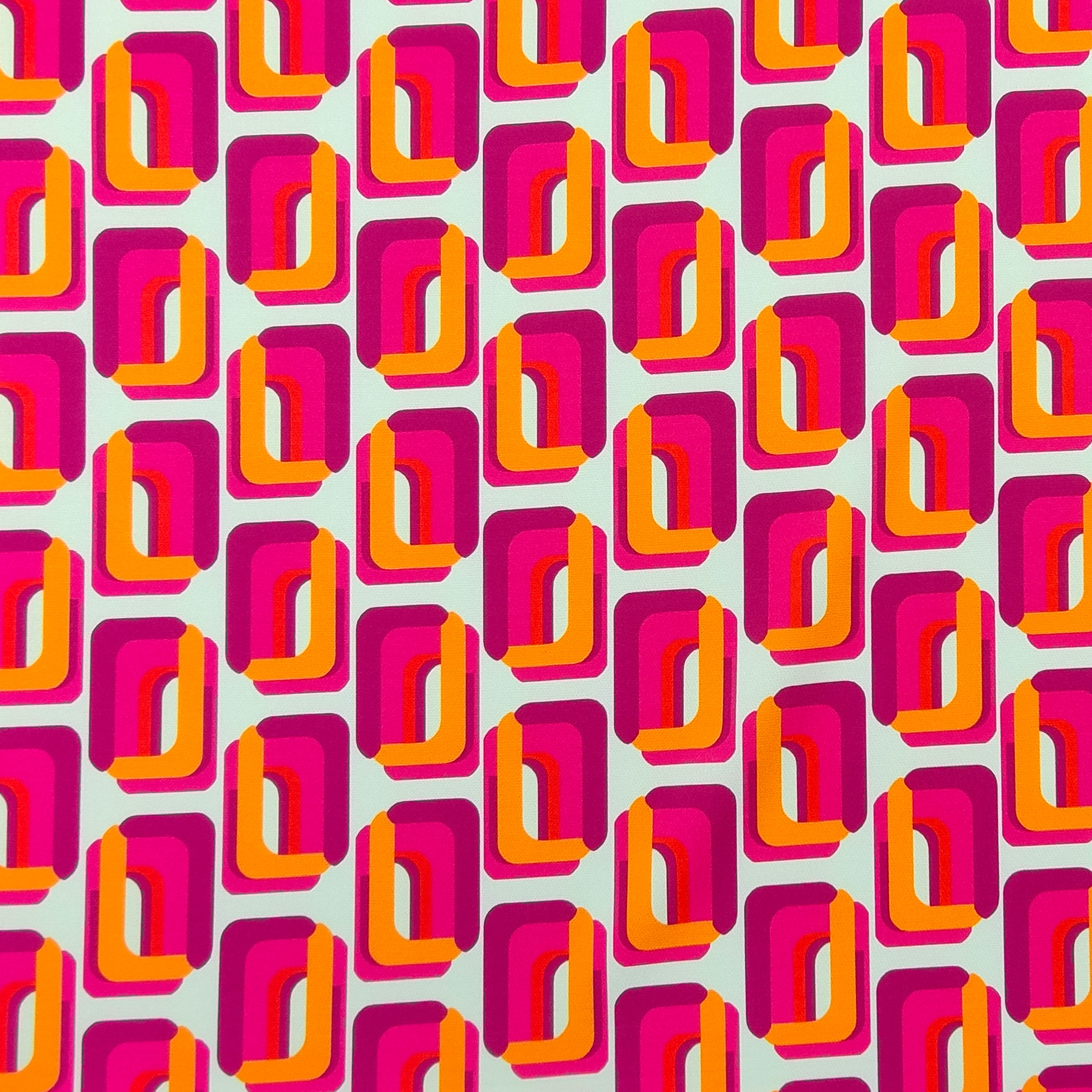 Tela Fantasía Alta Moda Fuxia y Naranja