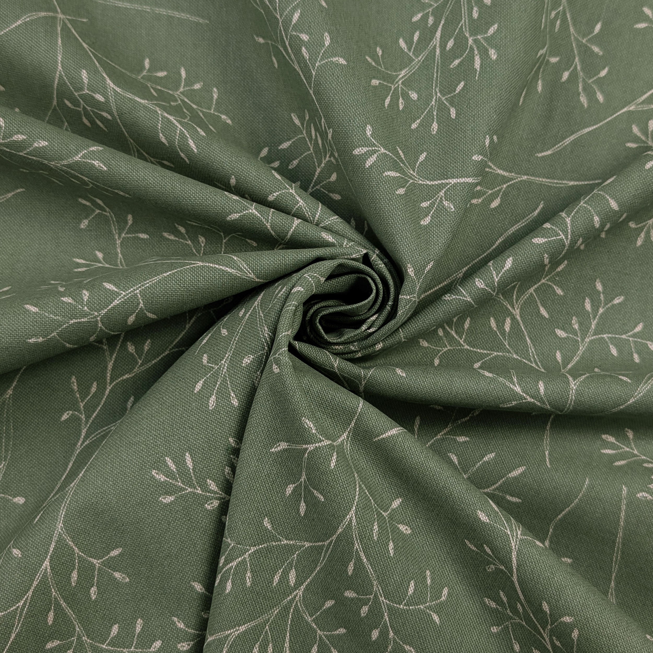 Panama Fabric Branches Green Background Image