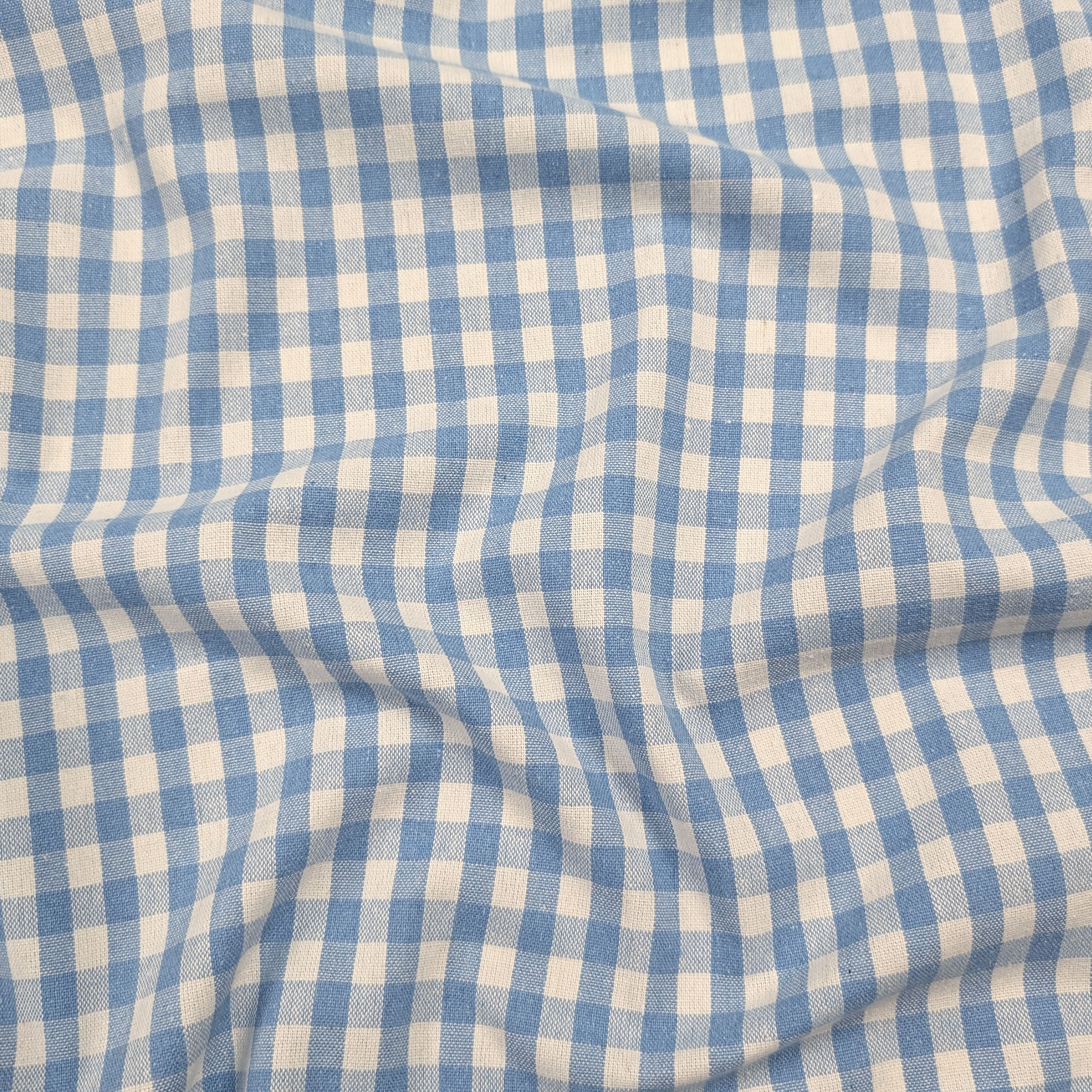 Washed Cotton Yarn Dyed Blue Checks Image