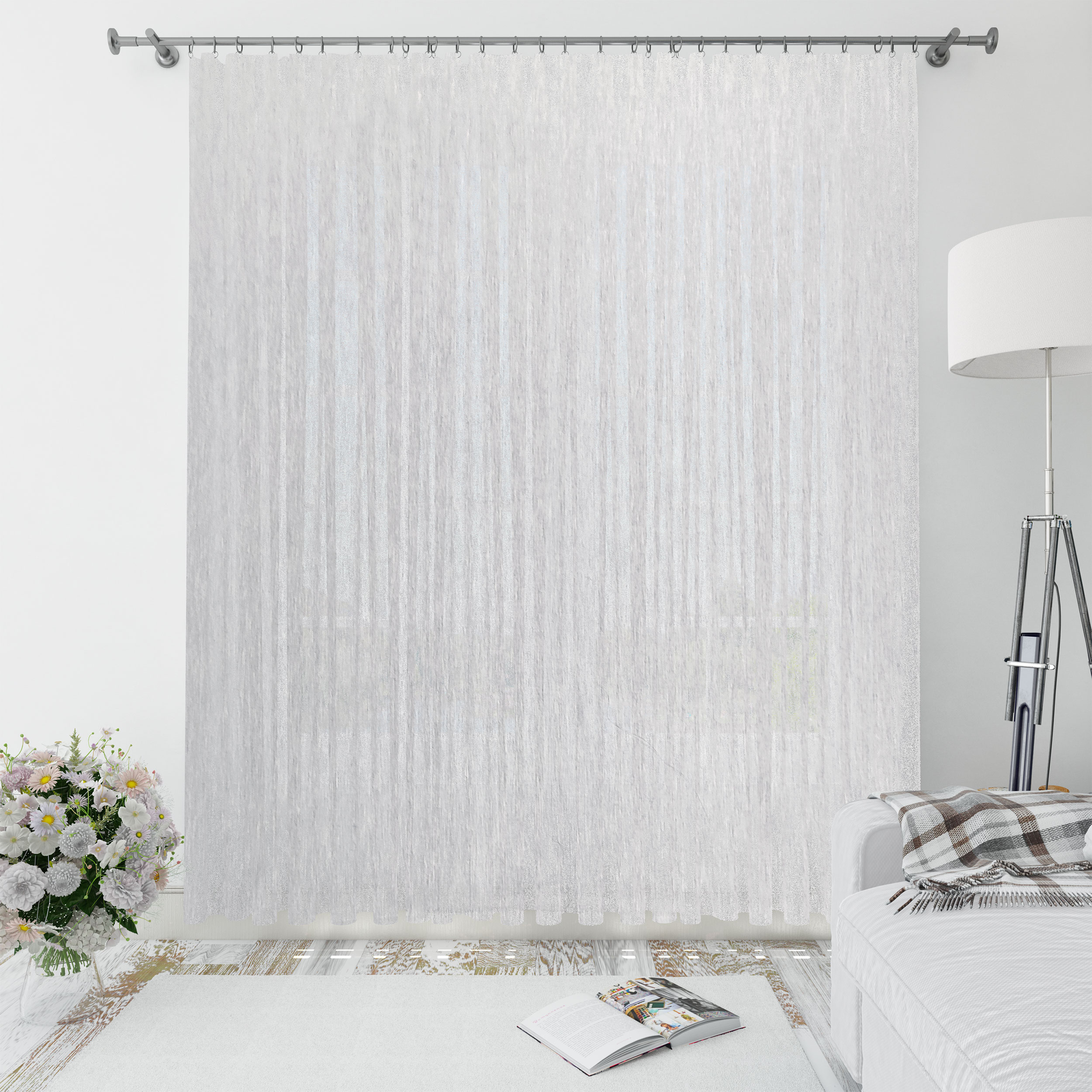 Tissu de rideau opaque en fausse viscose blanc Image