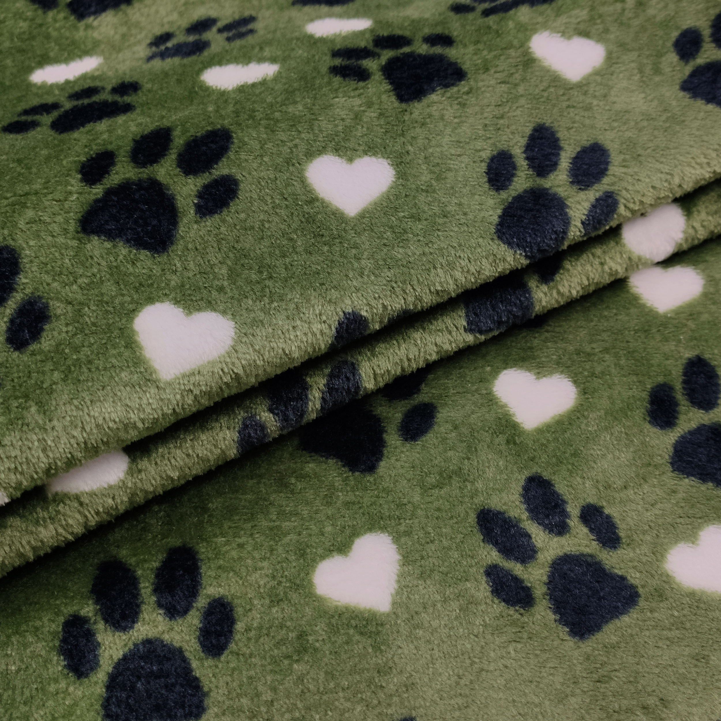 Cashmere Hand Fleece Orme and Hearts Fondo Verde Militar