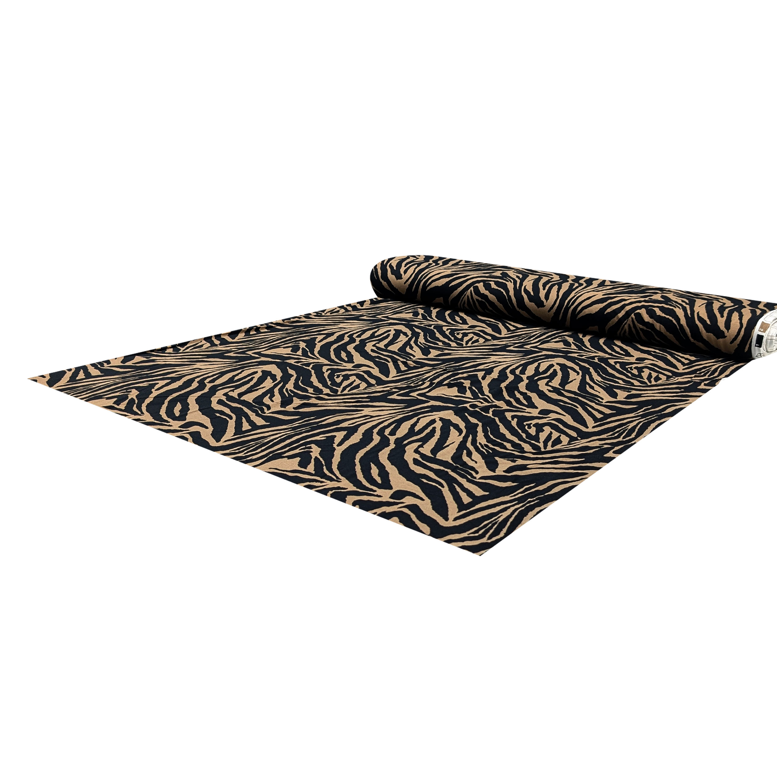 Zebra Patterned Viscose Camel Jersey Image
