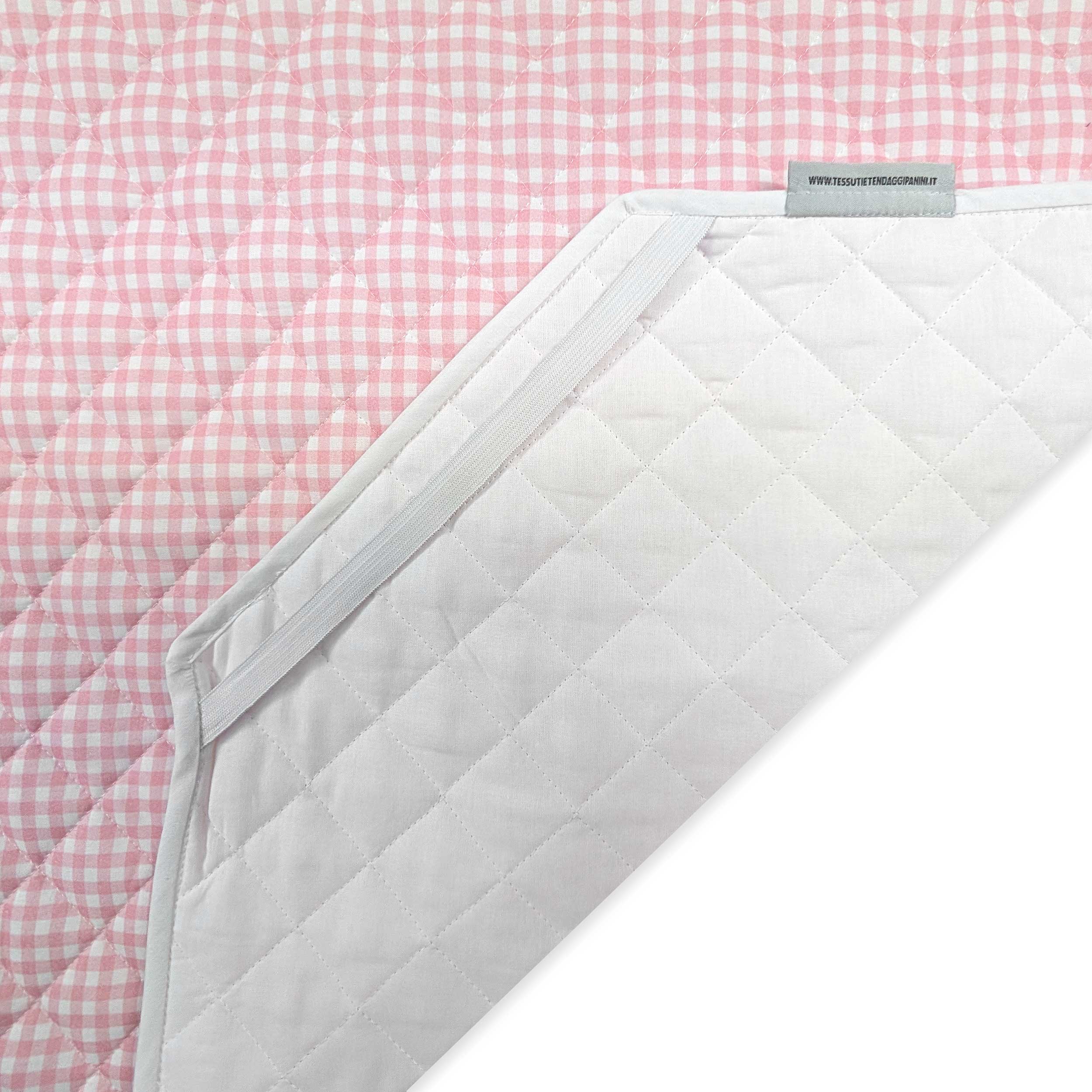 Funda de cuna a cuadros rosa Image