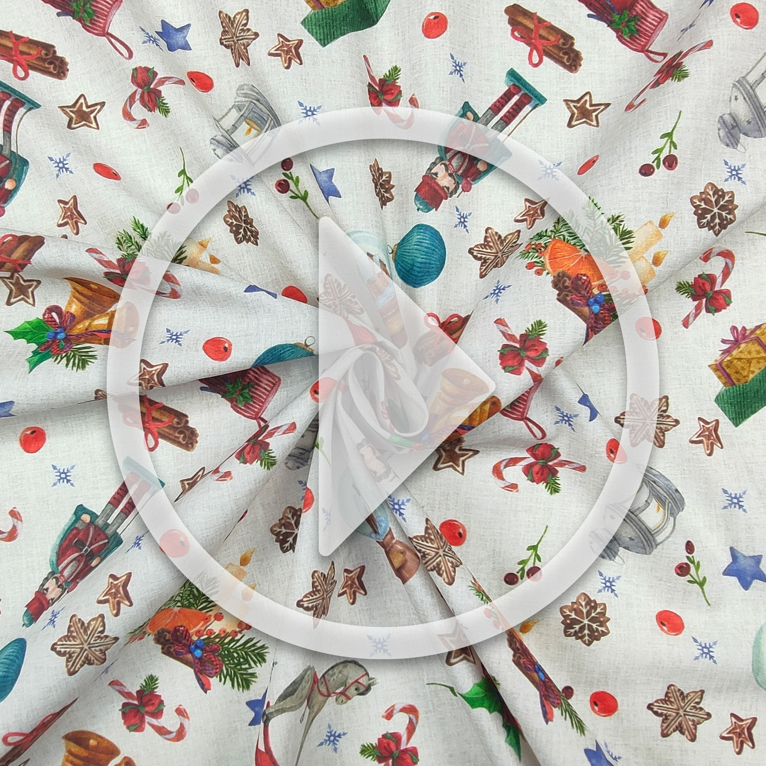 Christmas Cotton Nutcracker and Stockings Image
