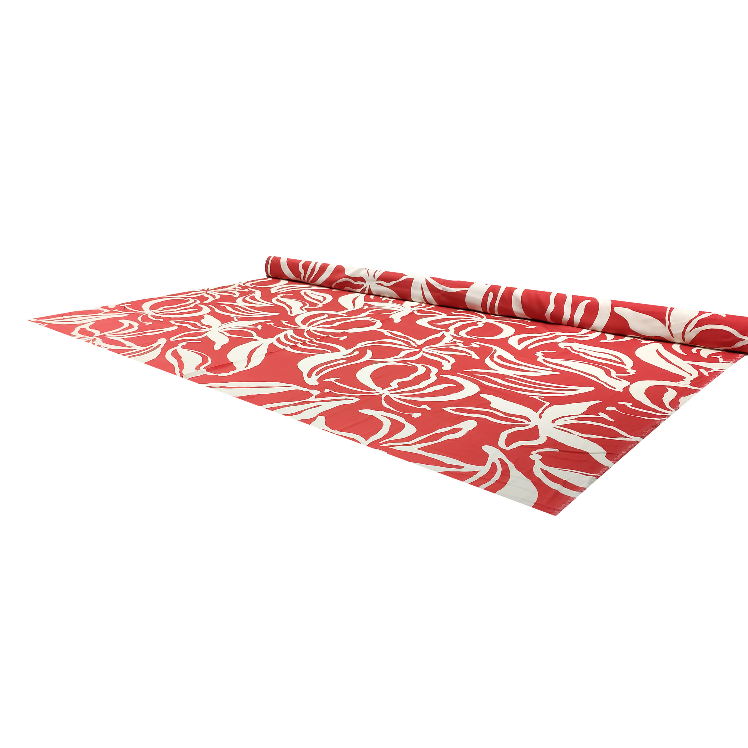 Viscose Tropical Flowers Red Background