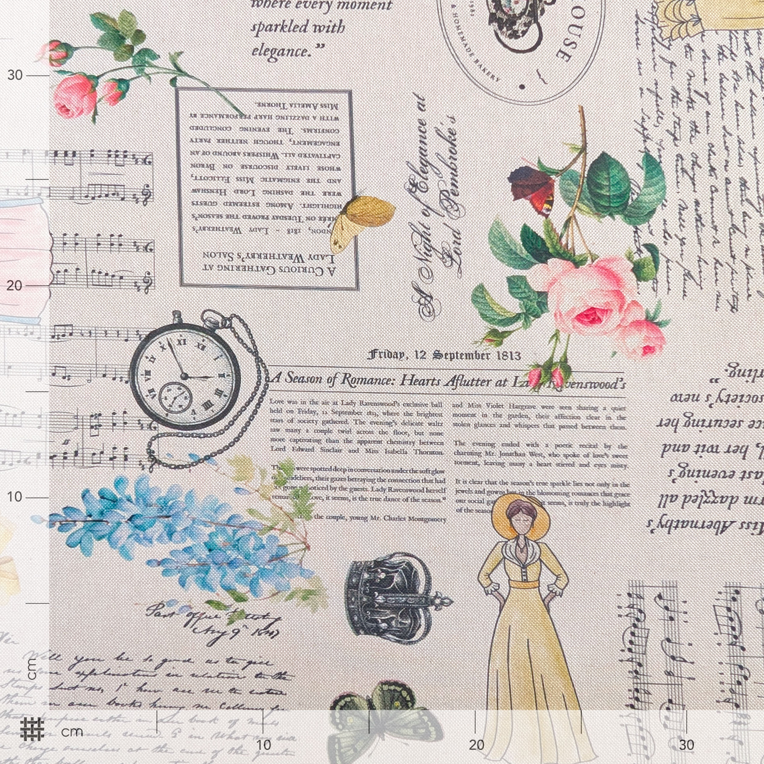 Vintage Newspaper Panama fabric Image