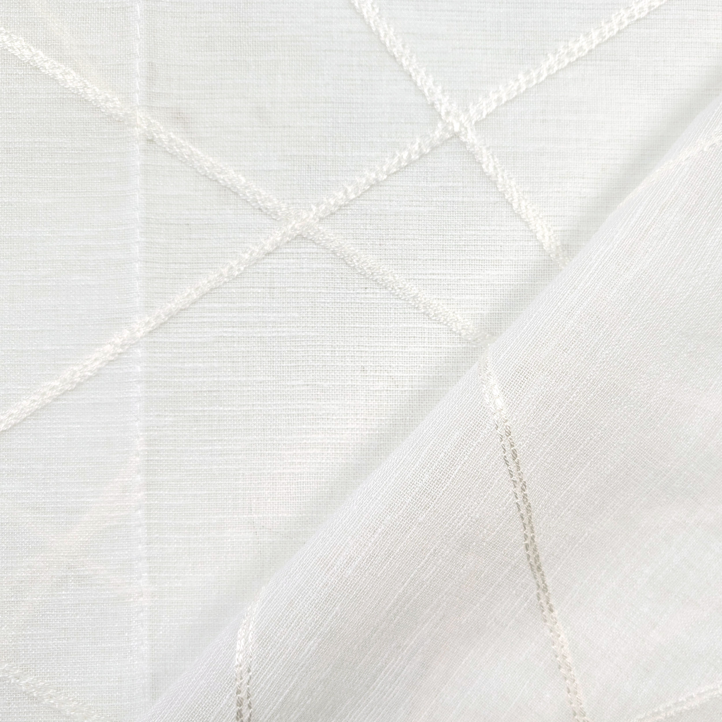 Embroidered White Line Curtain Fabric Image