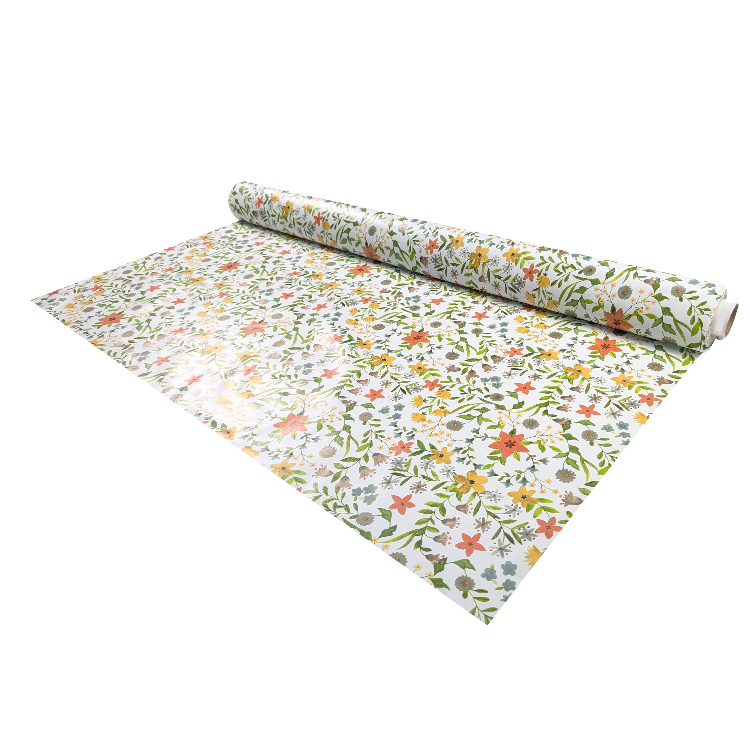 Fabric for Plasticised Tablecloth Warm Tone Flowers Image