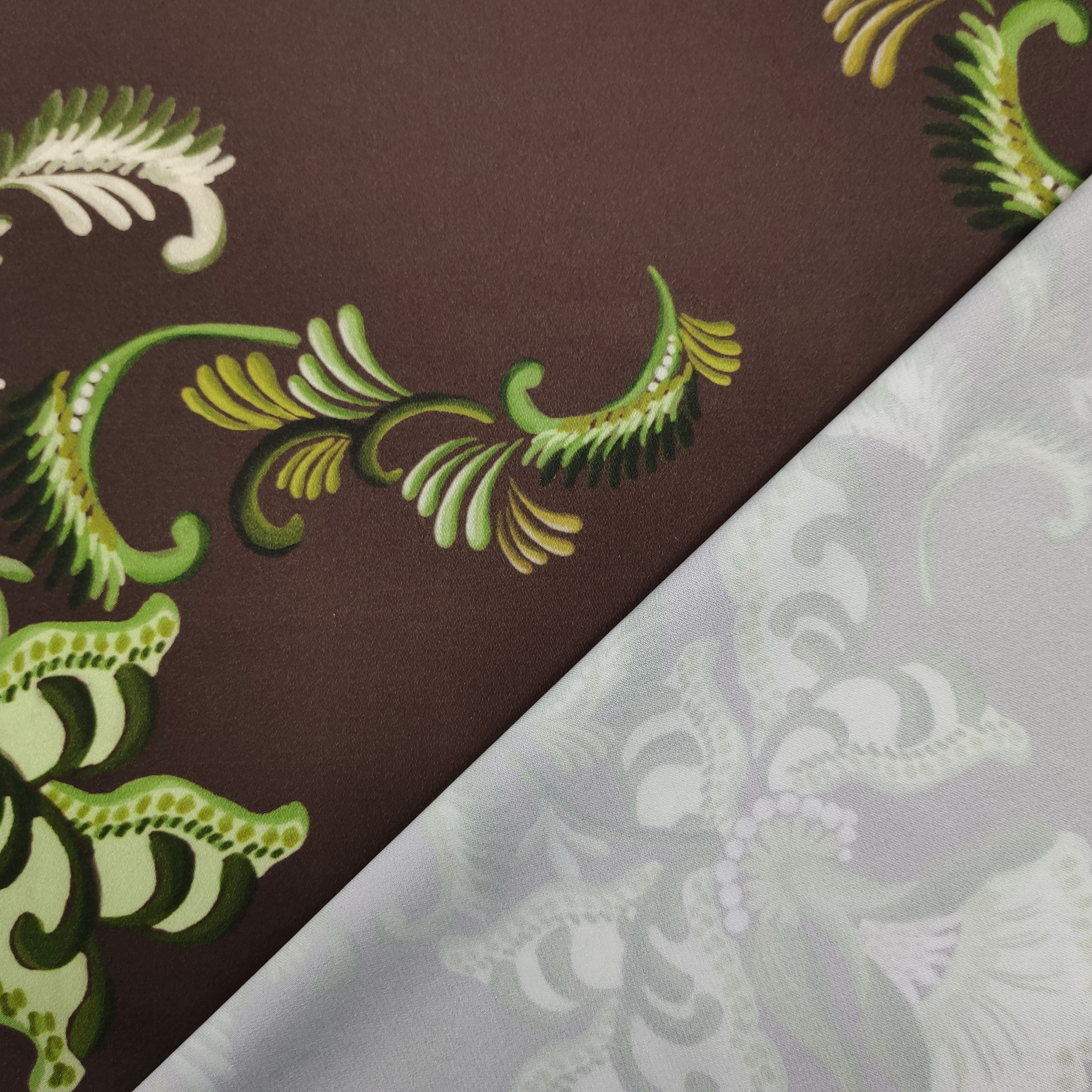 Satin Set High Fashion Cashmere Floral Fantasy Green