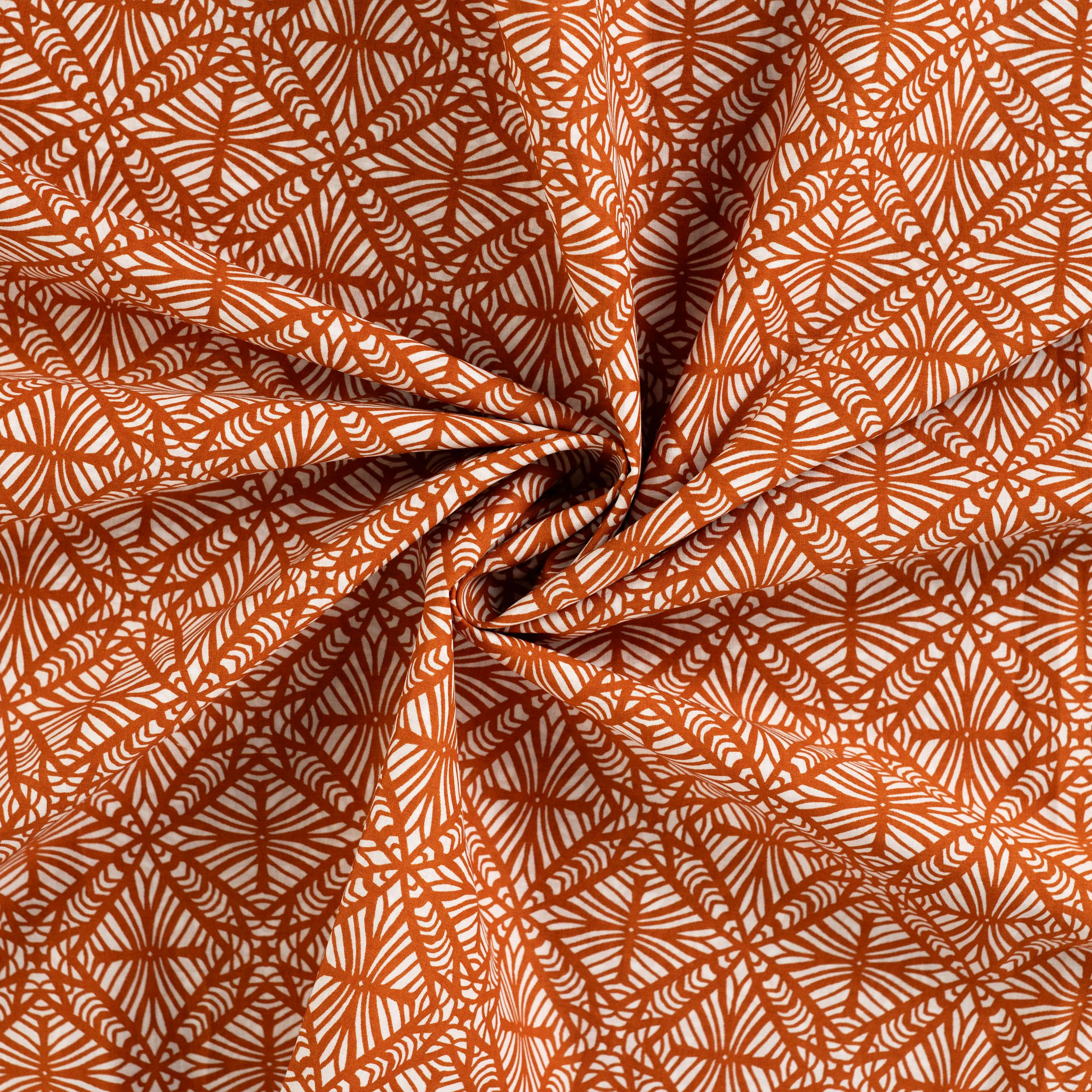 Cognac-coloured Batik-patterned cotton remnant, 280x135 cm Image