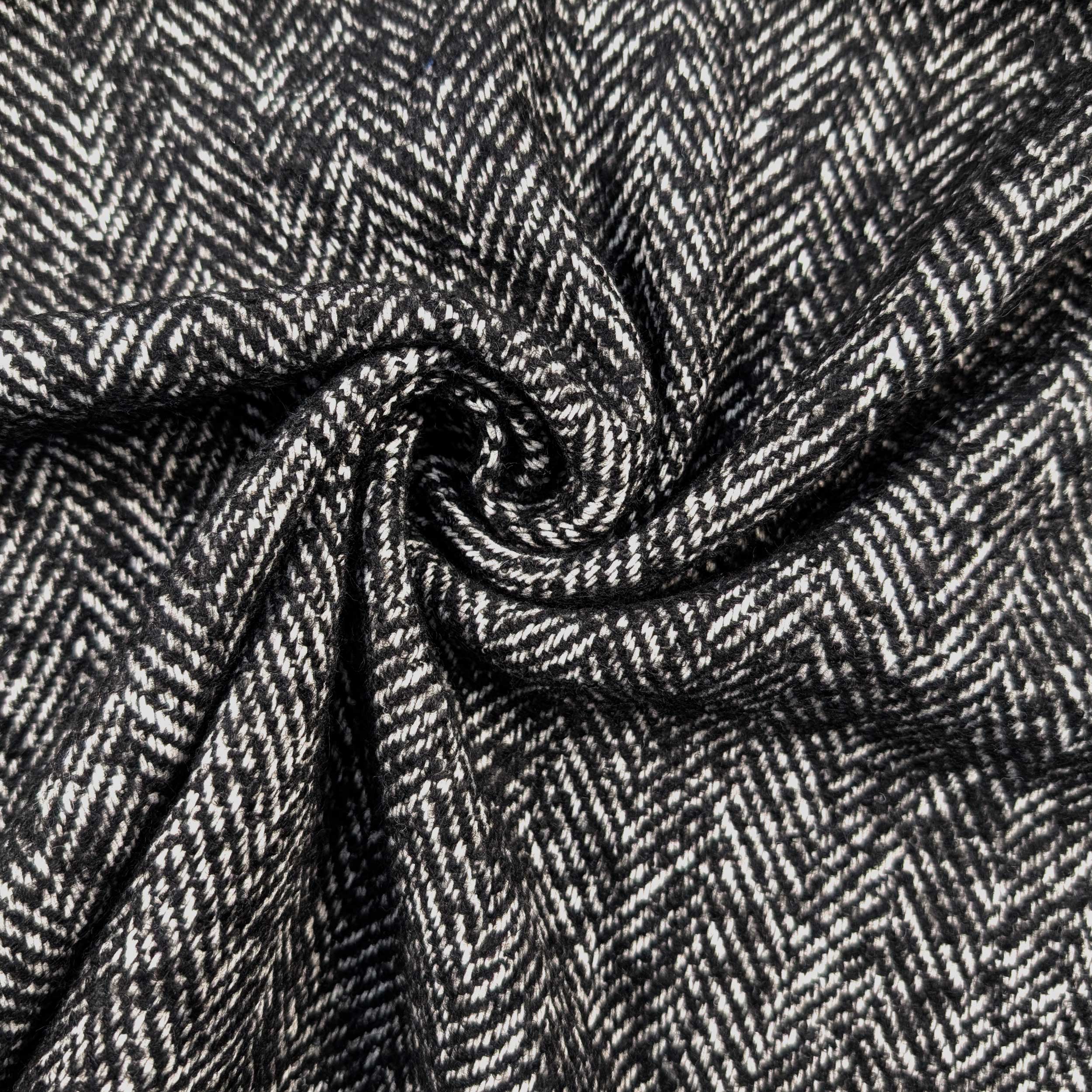 Herringbone Patterned Coat Fabric Image